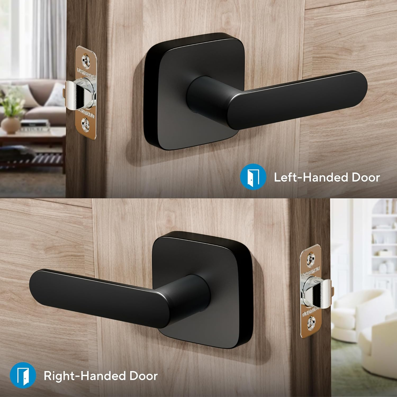 ULTRALOQ Modern Matte Black Aluminium Door Lever, Reversible, Adjustable Backset, Waterproof, Ideal for Hallway, Closet, and Any Door image number 6