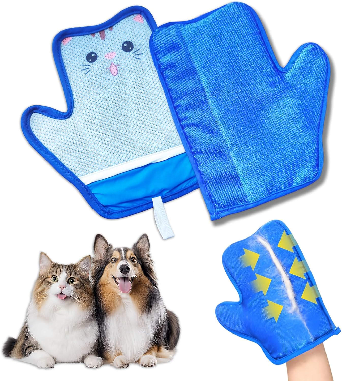 Pet Hair Remover Glove, Static Pet Hair Remover Glove, Reusable Cat Hair Remover, Breathable Dog Hair Removal for Removing Dogs and Cats Fur from Sofa, Carpet, Clothing, Pack of 2 image number 4