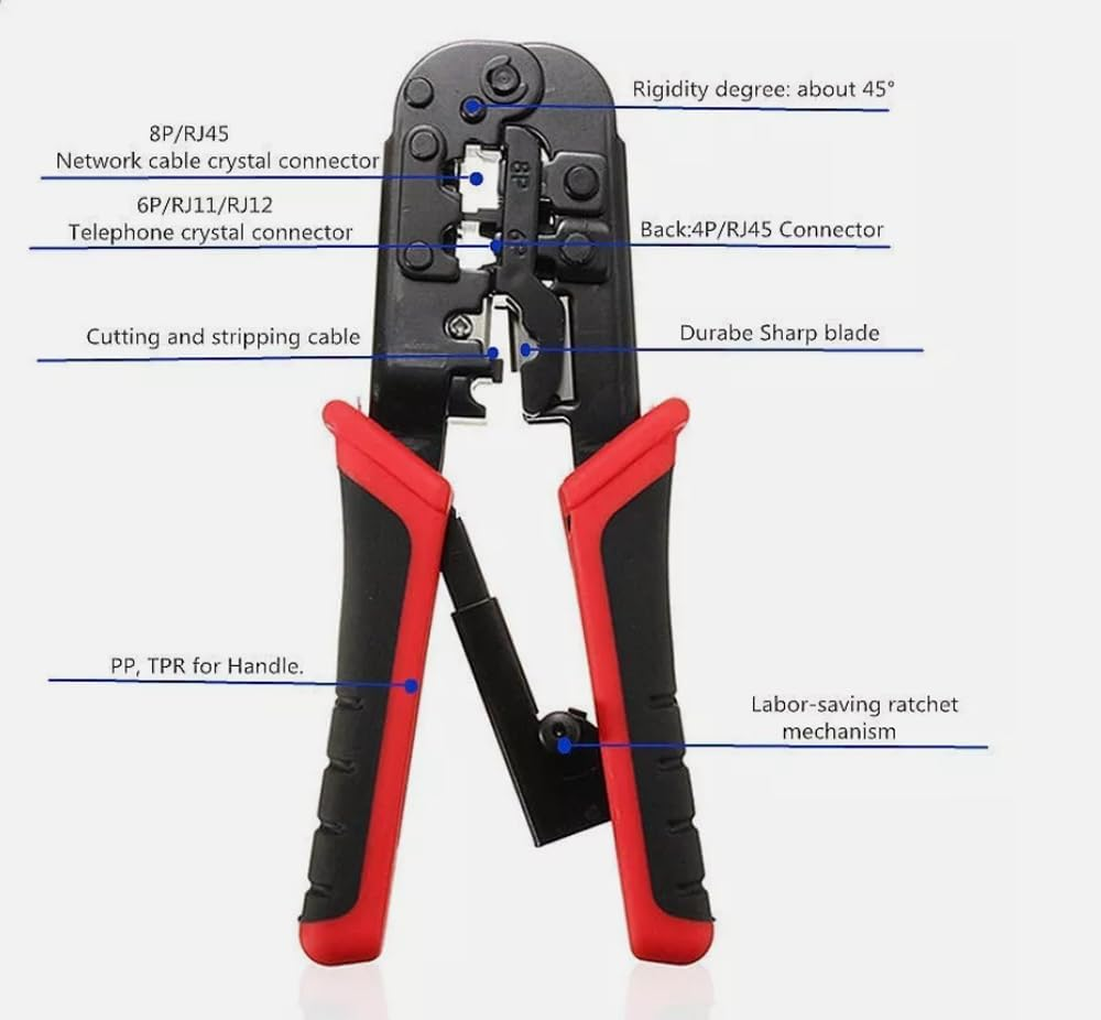 ZONADA Network LAN Wire Crimper RJ45 RJ11 Tool for Ethernet Cable Crimping RJ12 8P8C 6P6C Cutter Phone Plier image number 3