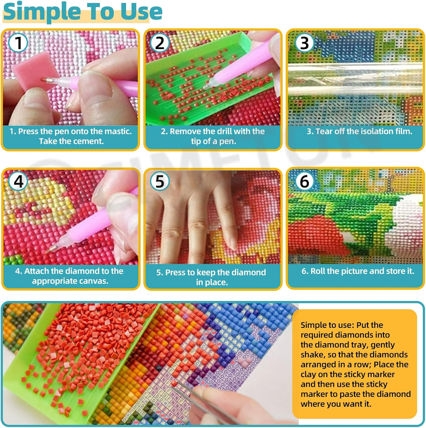 Cimeton 117Pcs 5D Diamond Painting Accessories Includes Diamond Painting Pen, 28 Grids Diamond Embroidery Box, Big Trays, Tweezers, Label Sticker Paper, Clips, Glue Clay and Seal Bag for Art Craft image number 1