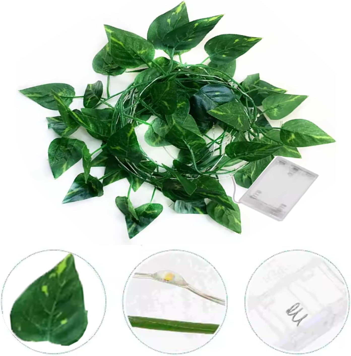 Roczential 5M 50LED Leaf Light String, Vine Light Battery Powered Green Leaf Garland Maple Leaf Fairy Lights for Indoor and Outdoor Decoration Garden Wedding Home Decor image number 4