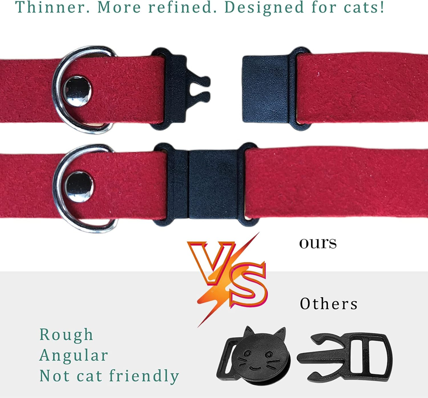 Yonsbox Personalized anti Strangulation Kitten Cat Collars with Bell Breakaway Quick Release Custom Engraved Cat Collar with Name Tag Adjustable Cute Cat Collars for Male Female Boy Girl Cats image number 2