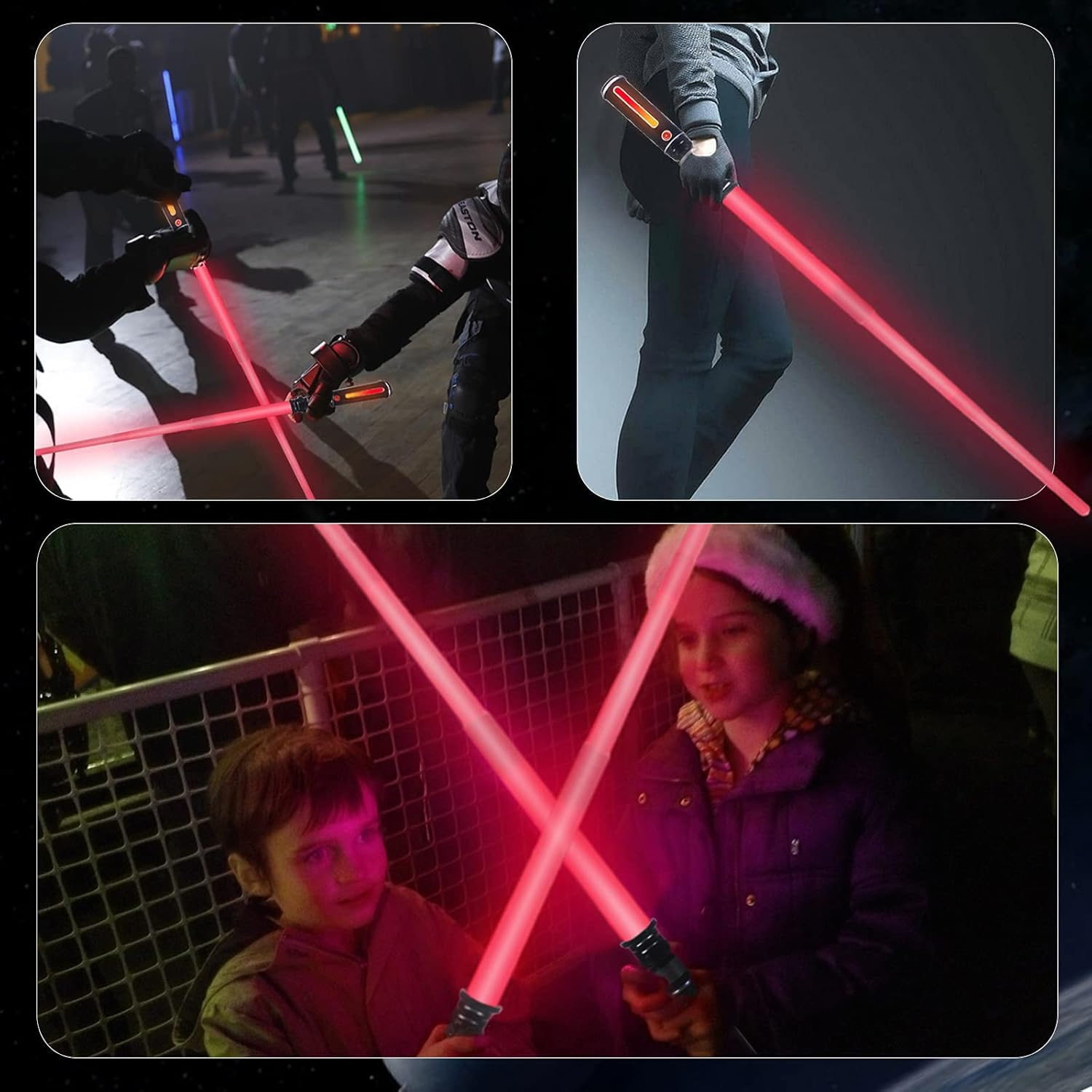 Lightup Saber for Kids LED FX Light Swords, Expandable Lightup Sabers with Sound and Glowing Handle, Light up Sword for Kids, Christmas Parties Costume, Galaxy War Fighters image number 1