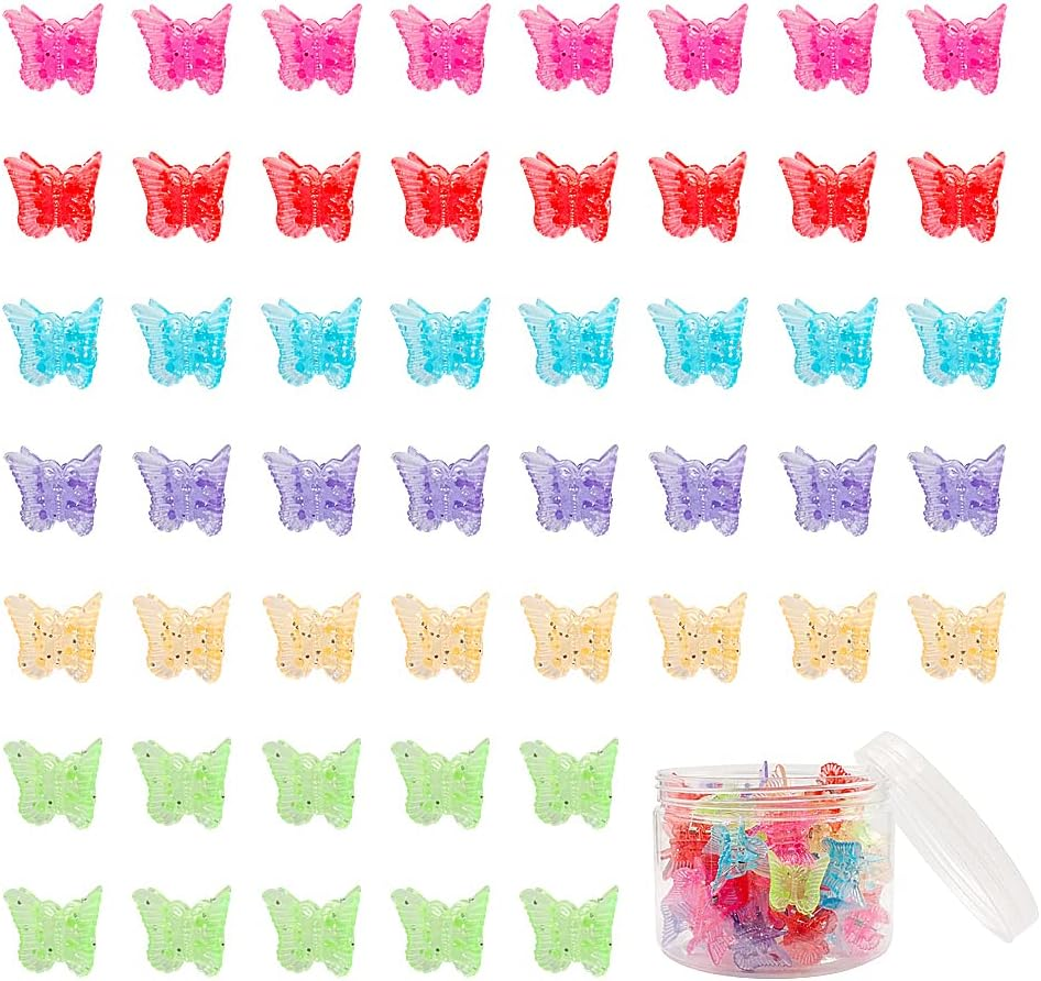50 Packs Assorted Color Butterfly Hair Clips, Beautiful Mini Butterfly Hair Clips Hair Accessories for Women and Girls (50 Pcs Random Colour)