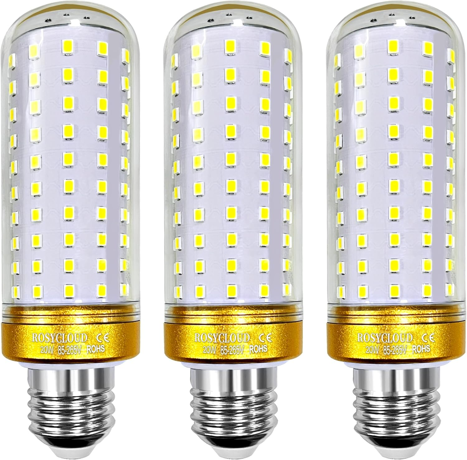 ROSY CLOUD E27 LED Bulb,20W Equivalent 200W Halogen Bulbs, 2400LM, Corn Light Bulbs for Home, Warehouse, Garden Lighting (Non-Dimmable, Warm White-E27-3 Count-Pack of 1) - 3-Color Dimming(E27-3 Count) image number 5