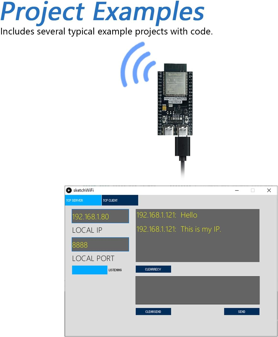 Freenove ESP32-S3-WROOM Board Lite, Dual-Core 32-Bit 240 Mhz Microcontroller, Onboard Wireless, Python C Code, Example Projects Tutorial - 1 Pack image number 5