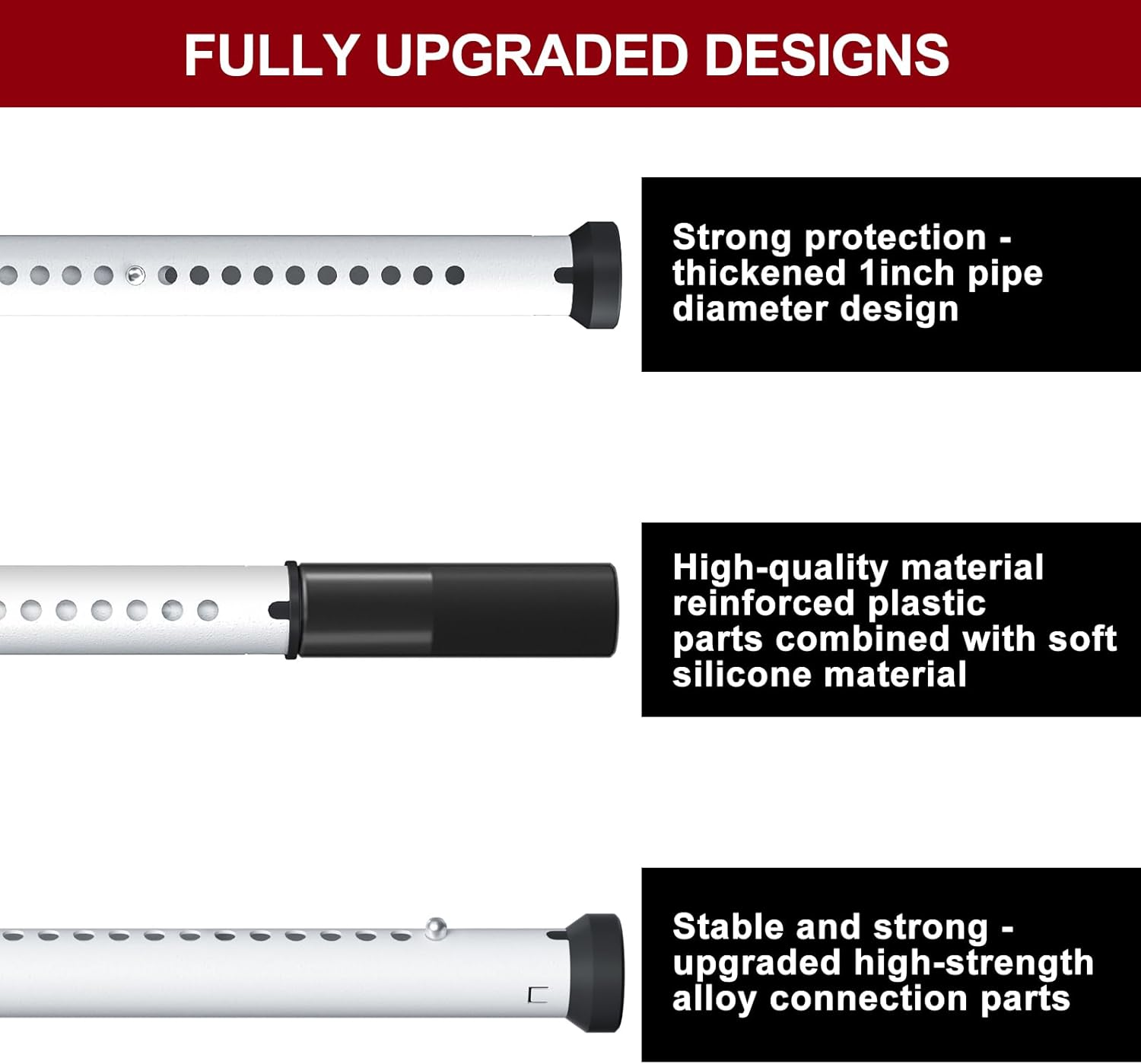 Acemining Sliding Door Security Bar,Heavy Duty Sliding Patio Door Lock Bar, 20-50Inch Adjustable Multi-Use Window Security Bars, Sliding Door Stopper,White,1Pack image number 5
