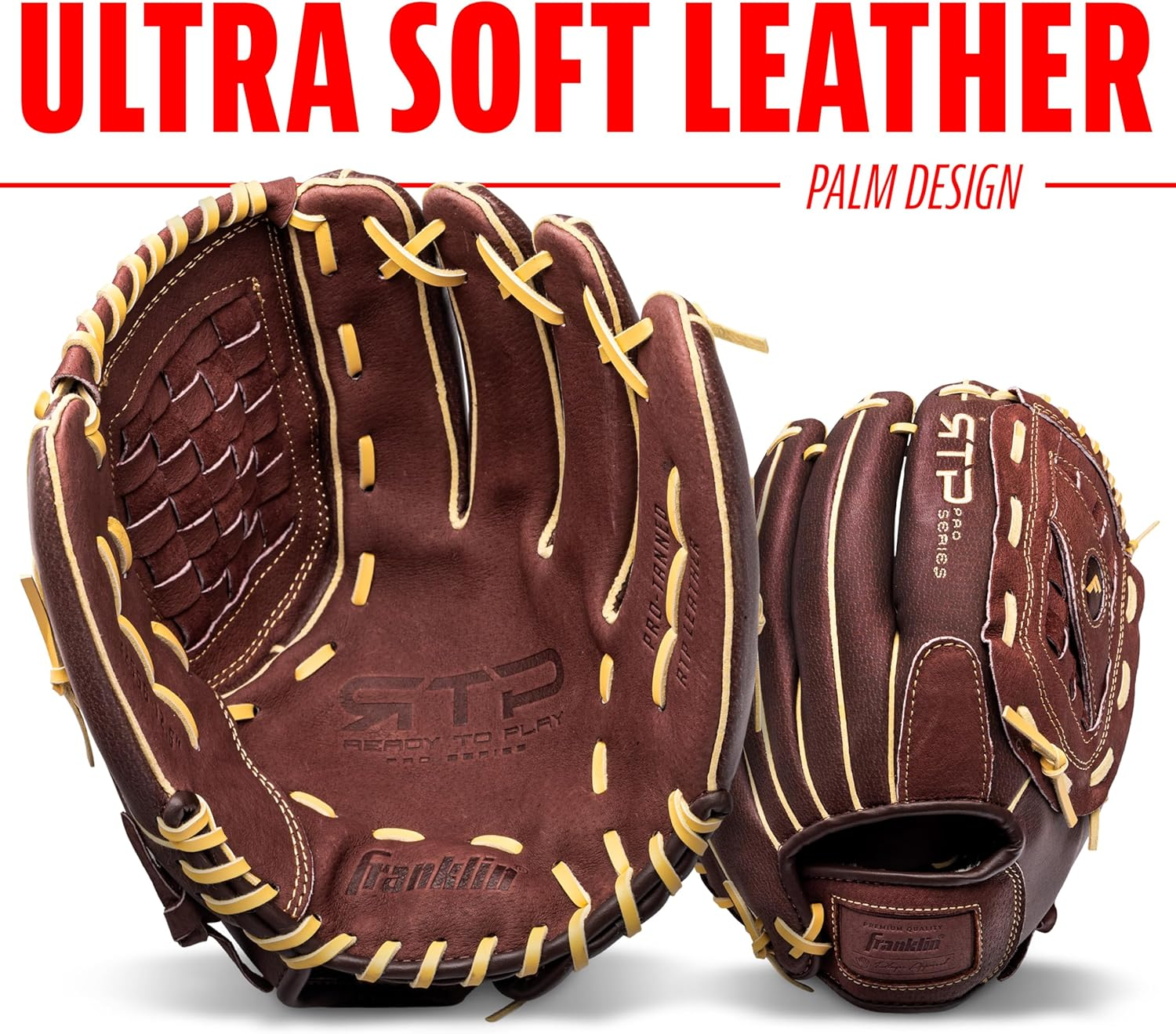 Franklin Sports RTP Pro Adult & Youth Baseball Glove, Right, Camel