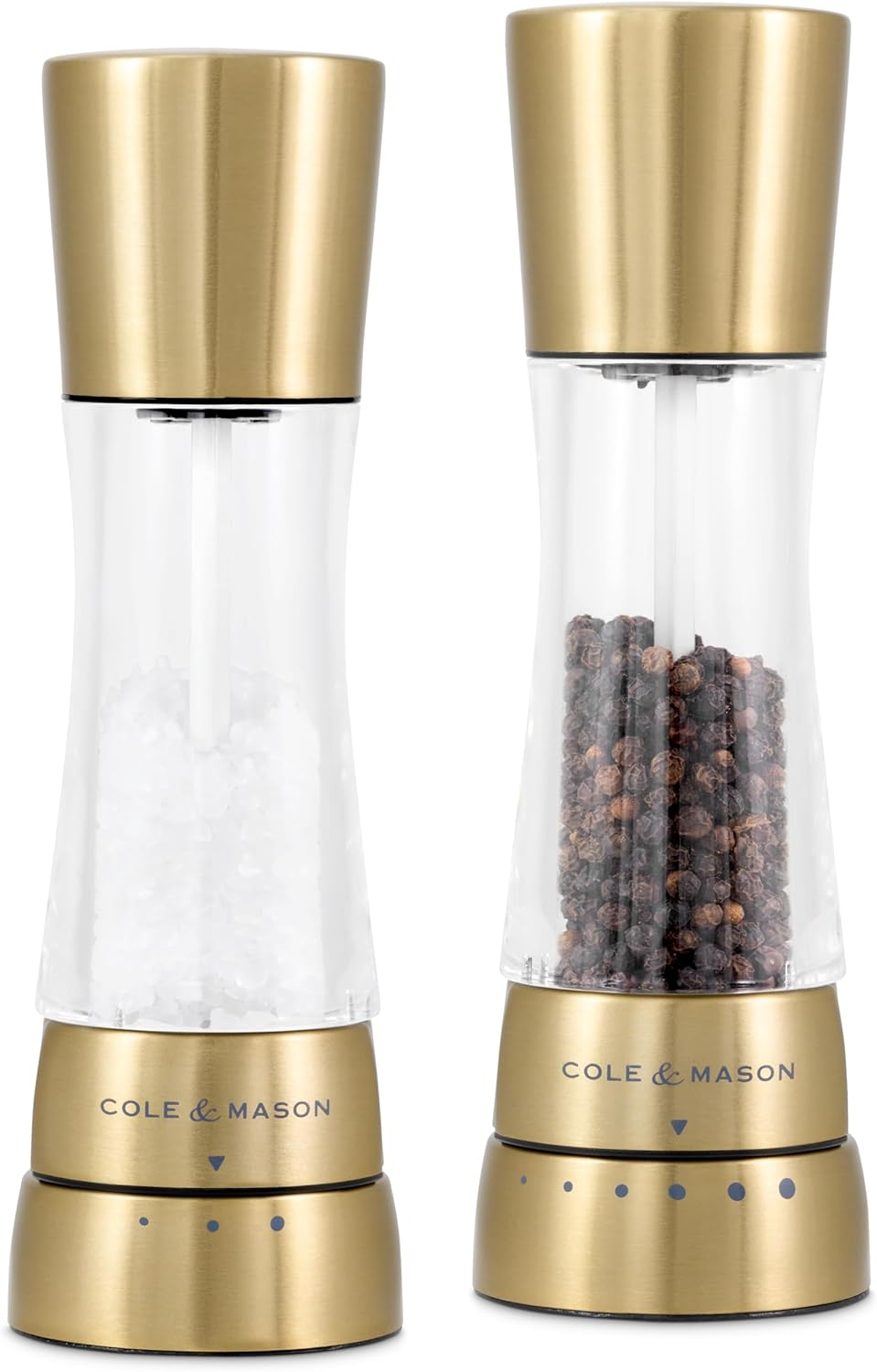 Cole & Mason H332028 Derwent Titanium Salt and Pepper Mill, Set of 2, Manual, Stainless Steel/Acrylic, 190 Mm, Precision+, Gift Set