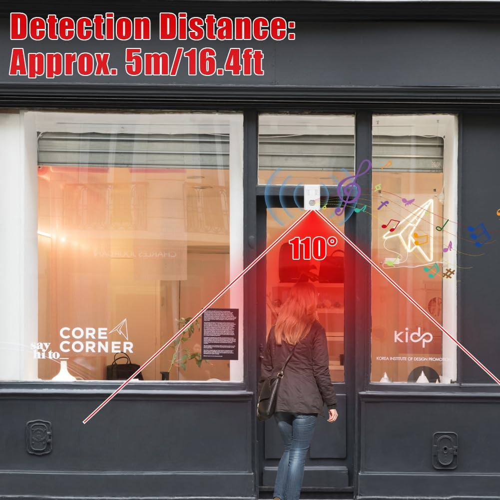 Entry Welcome Sensor, Doorbell Human Body Induction Infrared Sensor Door Greeting Doorbell Motion Detector Alarm for Home Shop Store Garage Driveway Mailbox Alert Visitor Bell (Batteries Not Included) image number 4