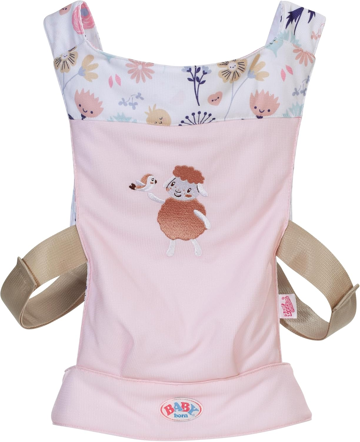 BABY Born Zapf Creation Baby Carrier for Children with 2 Viewing Directions and Adjustable Strap in Pink with Flower Details Suitable for 36 and 43 Cm Dolls image number 1