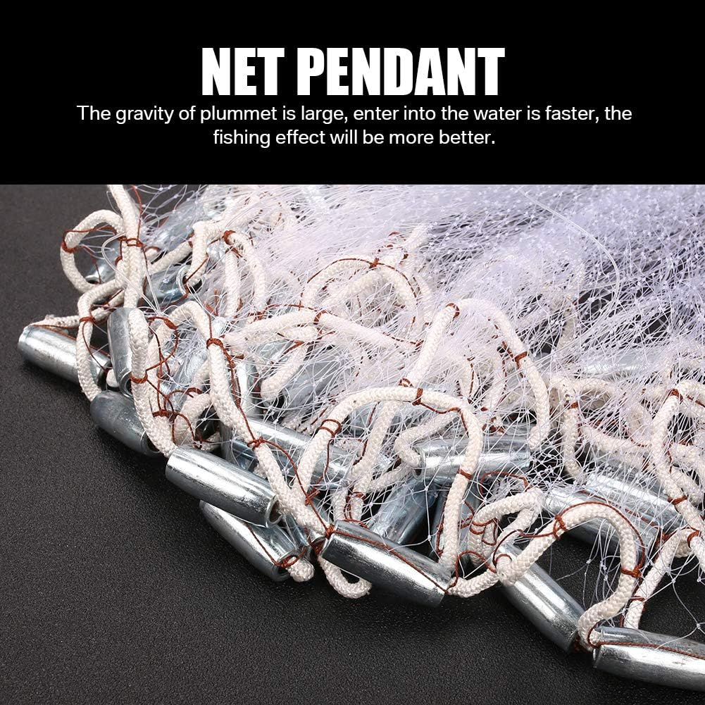 Yeahmart American Saltwater Fishing Cast Net for Bait Trap Fish 3Ft/4Ft/5Ft/6Ft/7Ft/8Ft/9Ft/10Ft Radius Casting Nets with Heavy Duty Real Zinc Sinker Weights, 3/8Inch Mesh Size image number 6