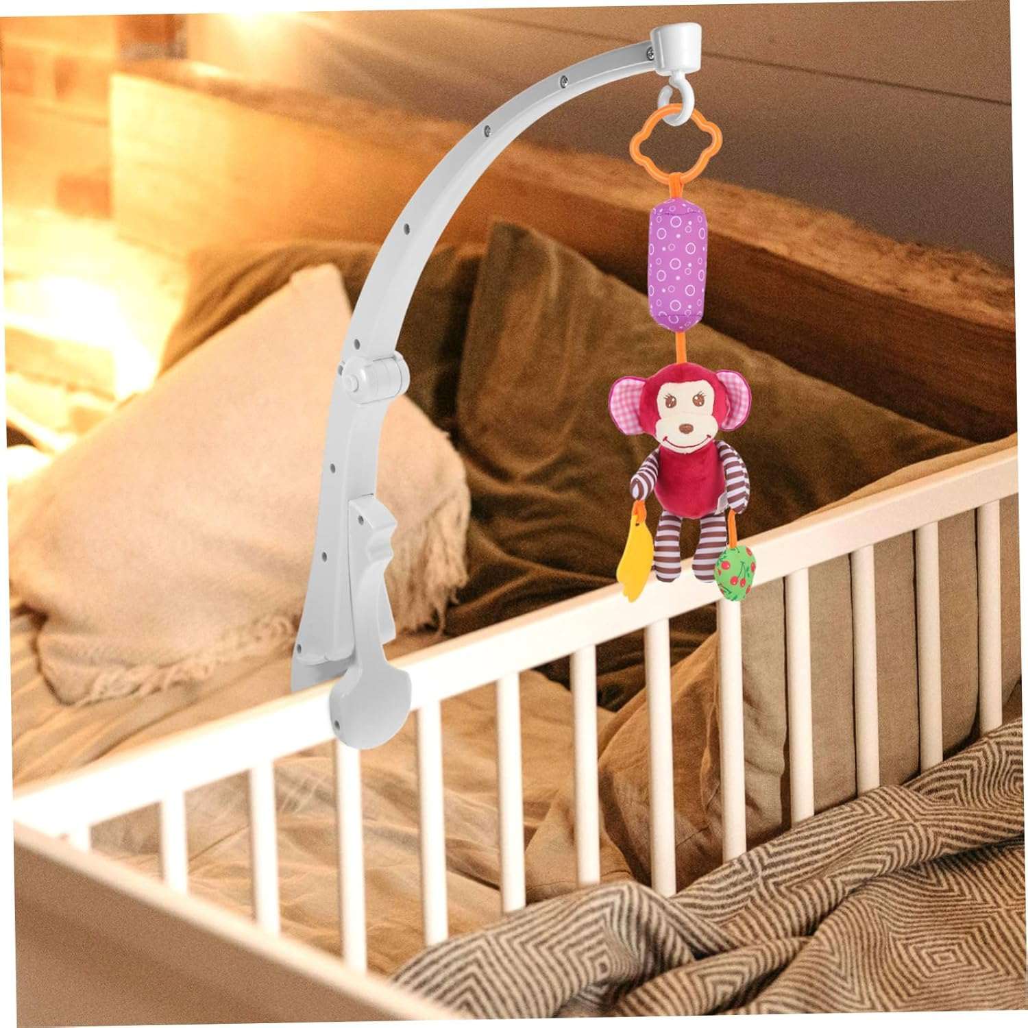 Yardwe Crib Mobile Holder Crib Mobile Hanger Arm Rotatable Wood Grain Nursery Bed Bell Stand DIY Decoration image number 6