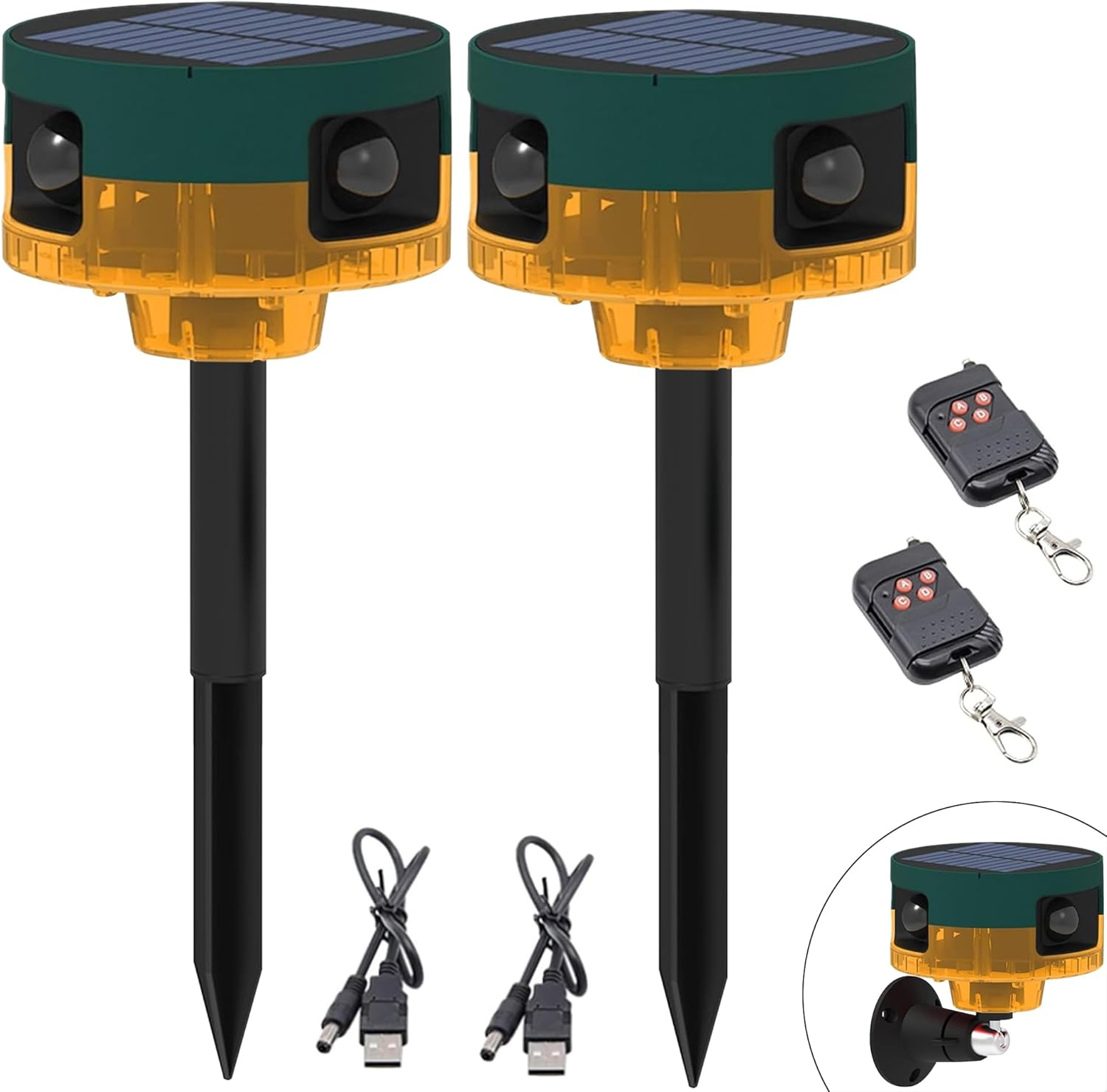 QXMH Solar Outdoor Motion Sensor Alarm-129Db Loud Noise Maker Ultrasonic Solar Infrared Induction Alarm,Outdoor Security Lights Waterproof Lamp，Red and Blue Flashing Alarm (4 Pack)