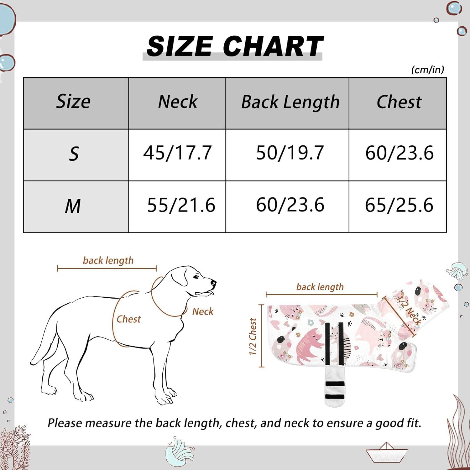 AIXIWAWA Cute Cats Pet Bathrobe Towels with Adjustable Collar & Waist, Quick Absorbent Drying Coat for Cats and Dogs