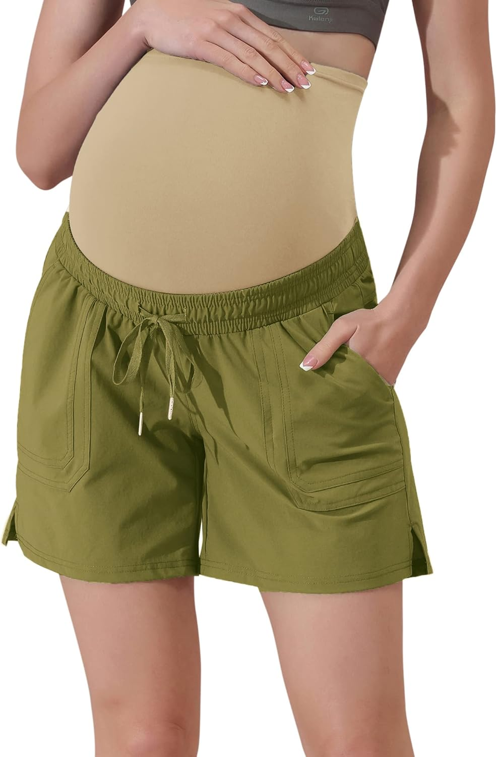 Maacie Women'S Maternity Shorts Quick Drying Breathable over the Belly Sporty Shorts with Liner Pockets