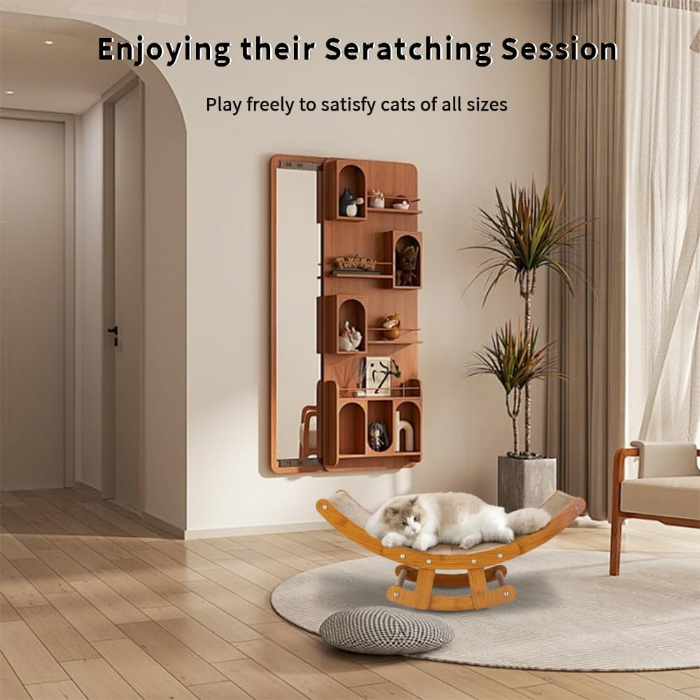 TOMVAES Cat Swing Bed Pet Rocking Hammock for Small Animal Rabbit Kitty Dogs Indoor Cats Indoor and Summer Breathable Outdoor Pet Camp Bed Easy to Assemble Wooden Frame Hanging Pet Bed image number 2