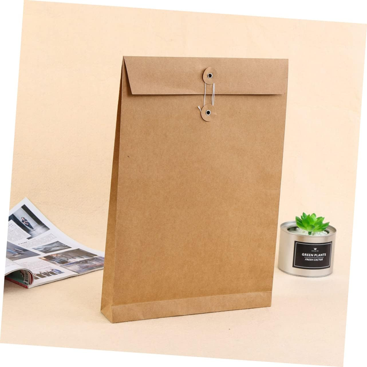 ARTIBETTER 6Pcs A4 Kraft Paper File Bag Document Carrier with Square Bottom 24X34X4Cm Vertical Paper Organizer Suitable for Office Business Storage image number 6