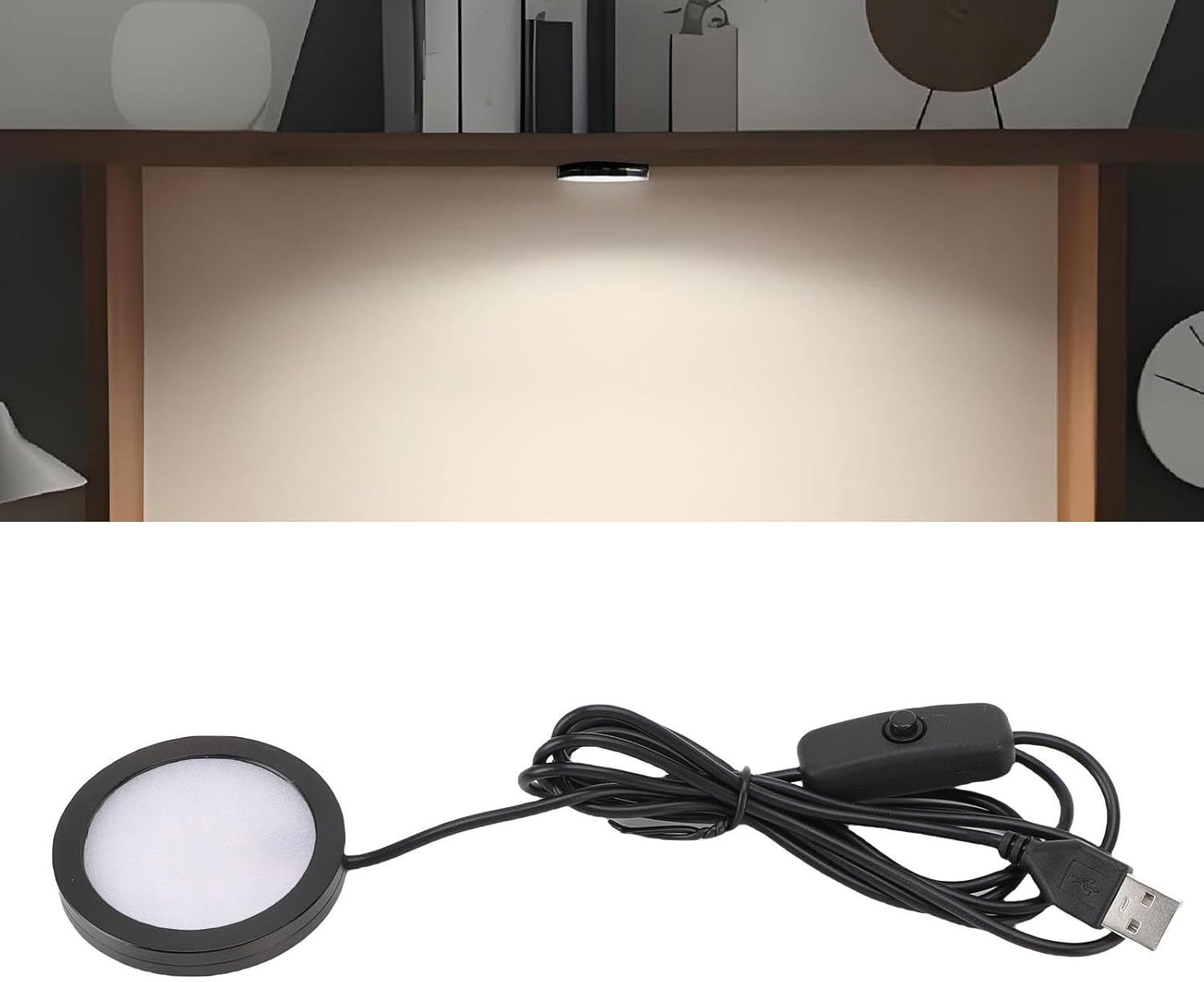 Cocoarm LED round Light, 5V Ultra Thin Aluminum Casing Mini Spotlight 1.5M USB Cable for Ceiling Bedroom Kitchen Display Cabinet Restaurant image number 6