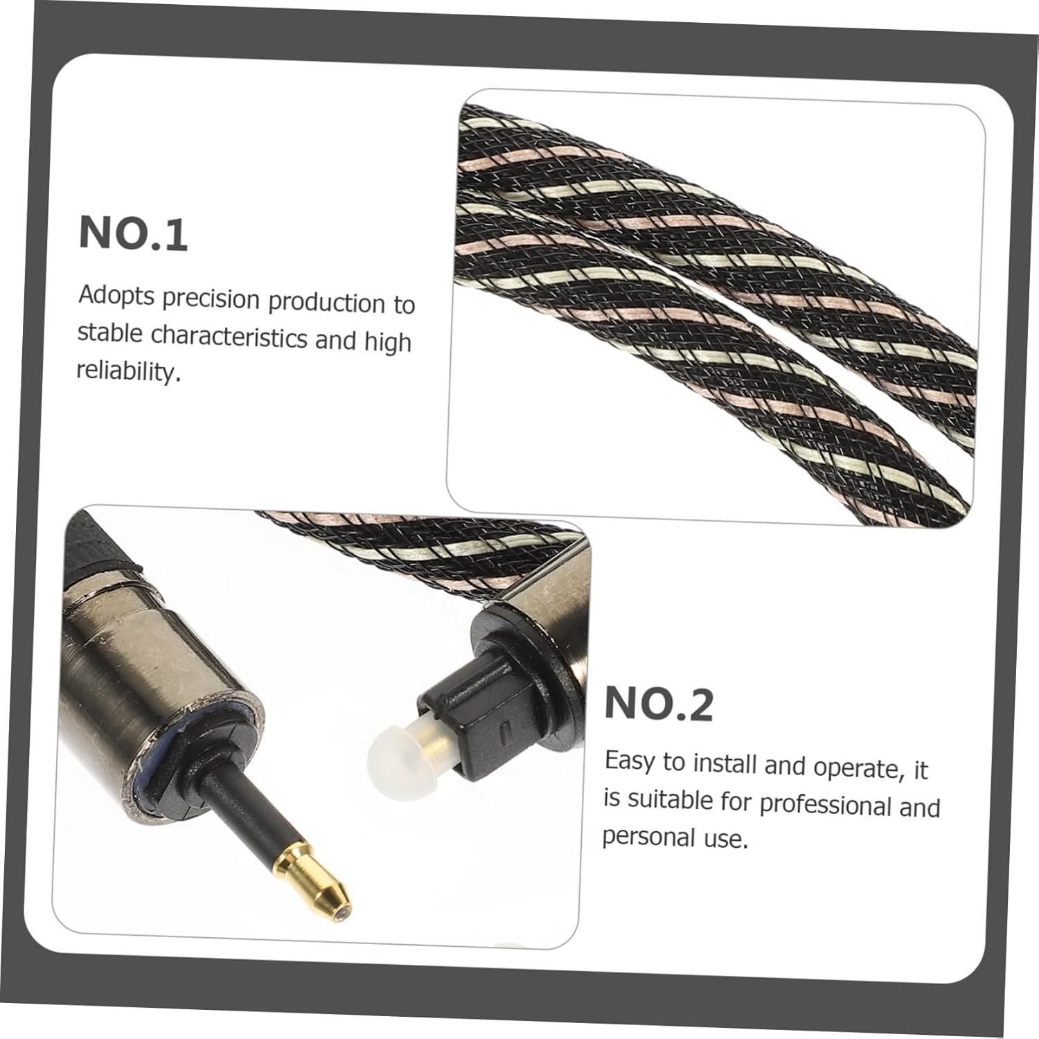 COHEALI Premium Digital Optical Audio Cable Plated Connectors Flexible round Wire for Stable High-Definition Sound Transmission Compatible with Sound Bars and Home Theater Systems image number 1