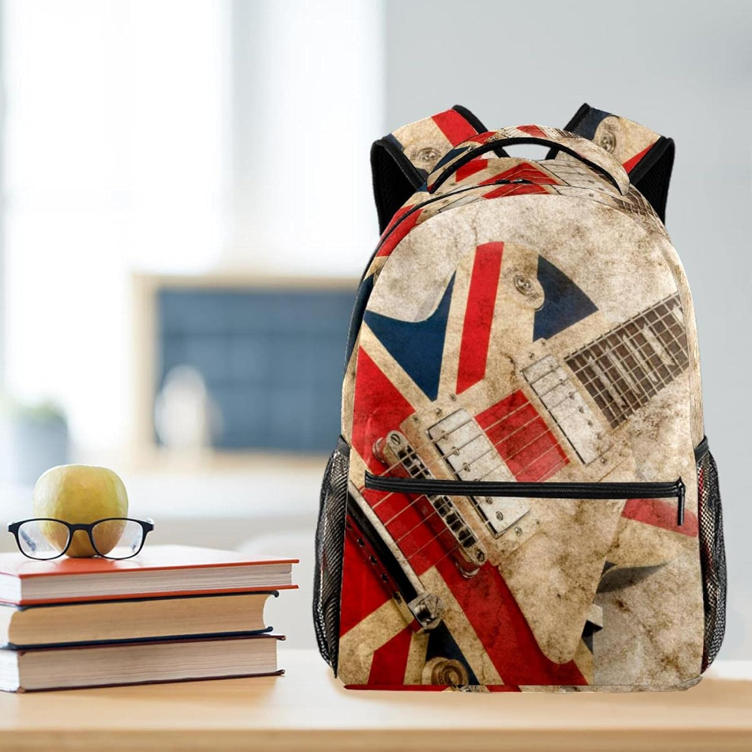 Grunge British Pop Guitar Backpack Students Shoulder Bags Travel Bag College School Tote Backpacks image number 3