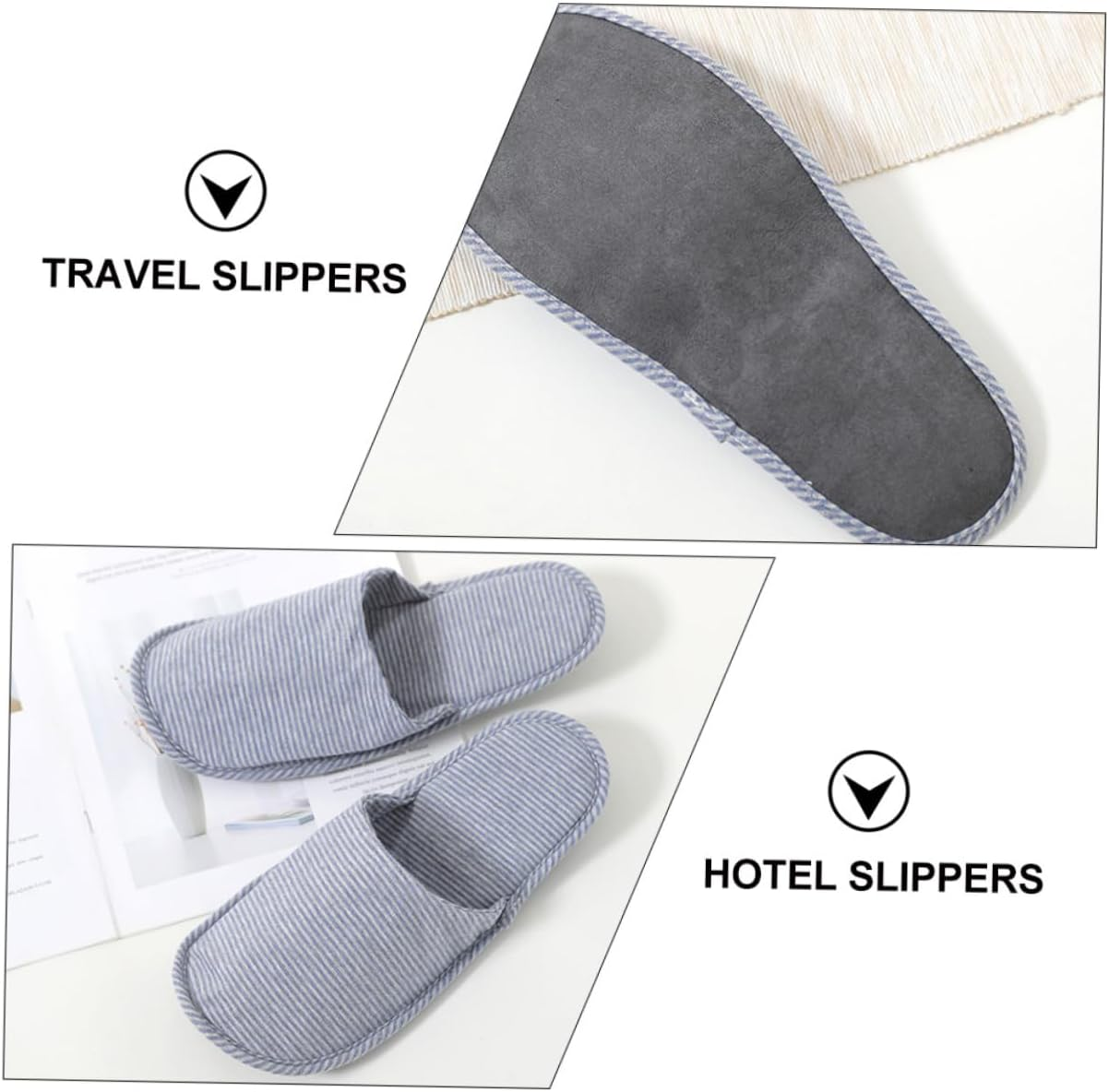 FOYTOKI Travel Slippers Folding Portable Cotton Soft Sole Lightweight Unisex Thin Design Foldable Hotel Slippers for Plane Trips and Indoor Use image number 3