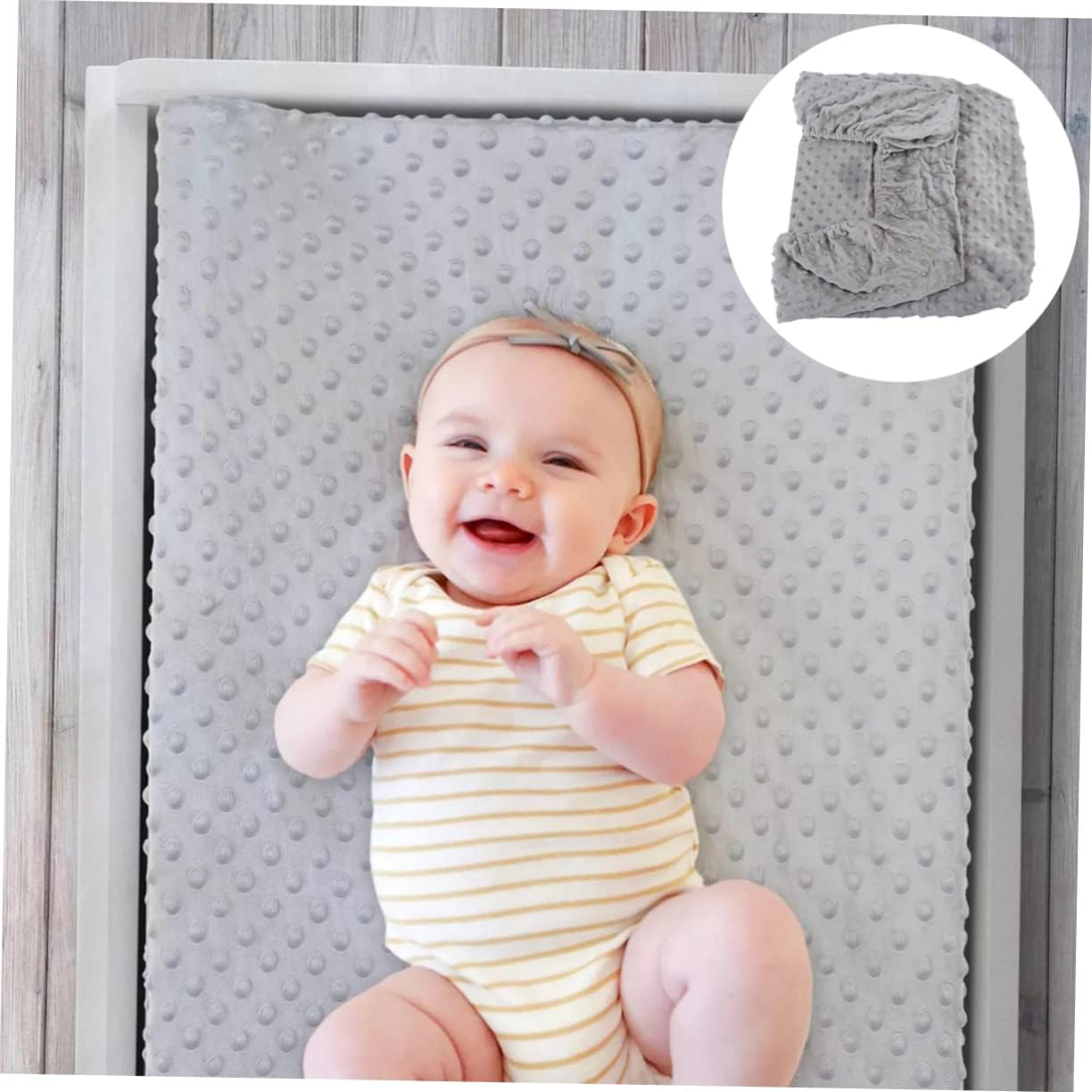 ERINGOGO Breathable Baby Changing Pad Cover Gray, Soft Diaper Change Mat Sheet Replacement for Infant Changing Tables, Washable Non-Padded Baby Cover for Newborns image number 3