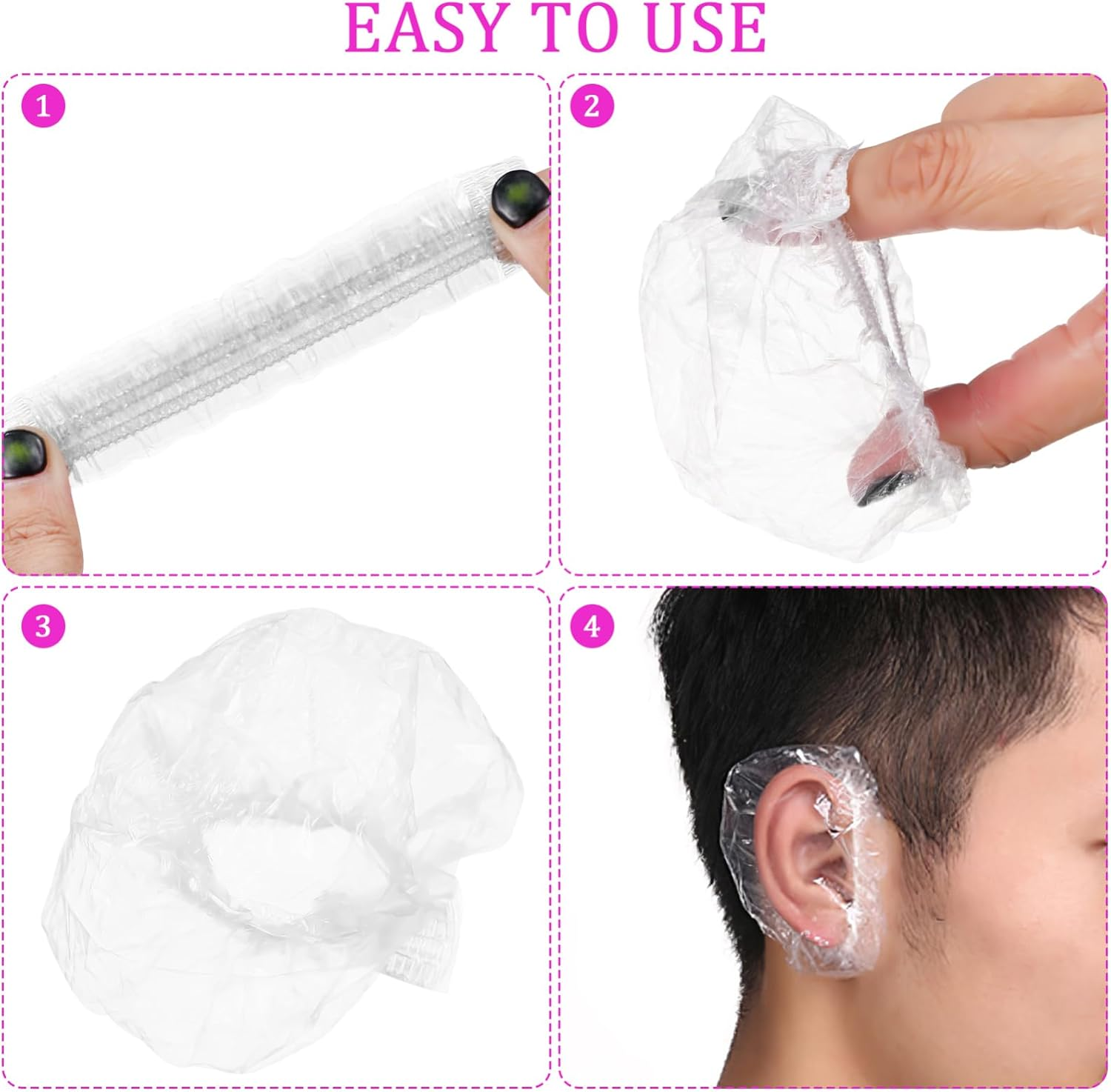 2Pairs Silicone Ear Covers for Hairdressing Transparent Ear Protectors Comfortable against Hair Dye and Water image number 3