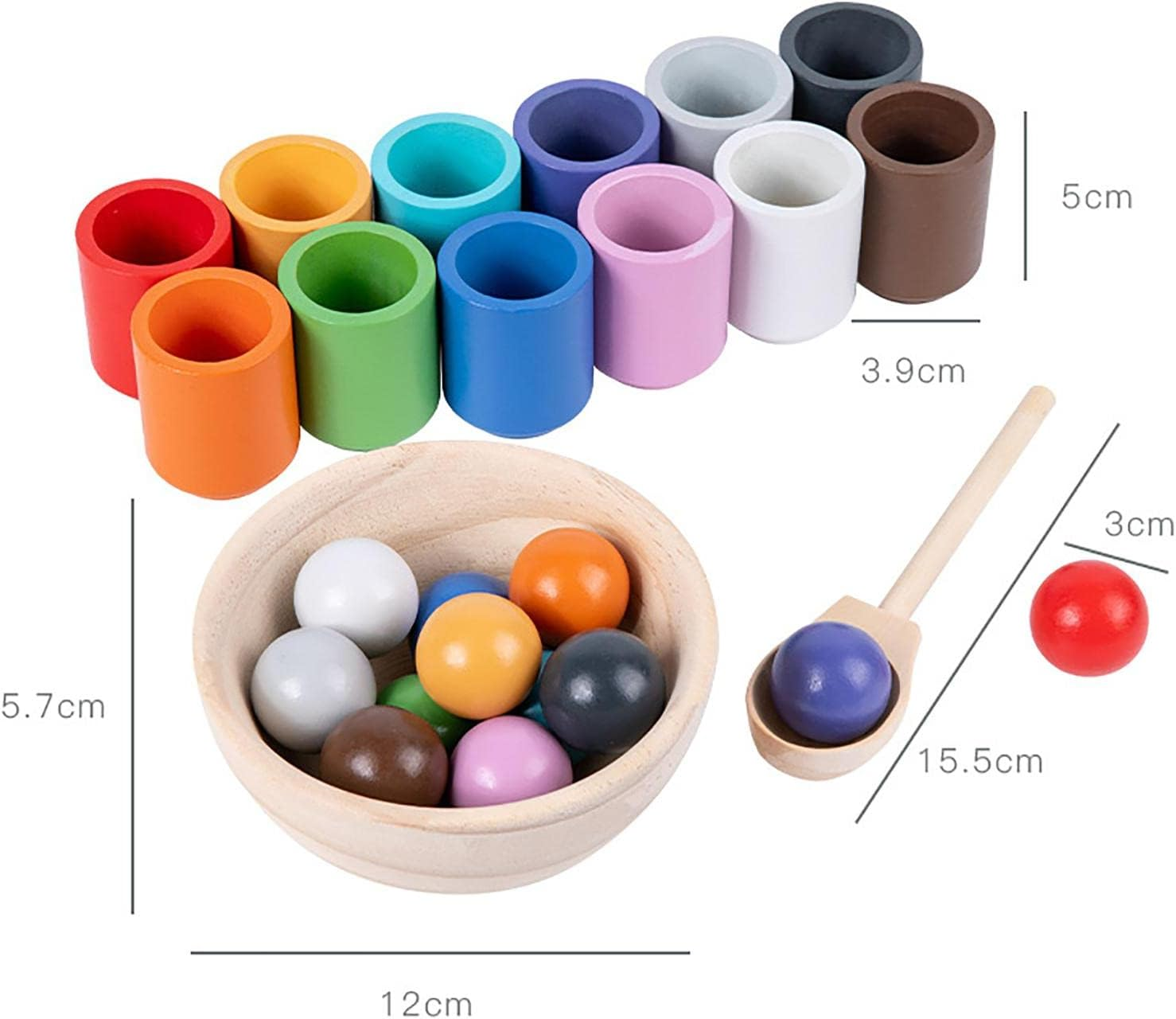 Generic Children Rainbow Balls in Cups Montessori Toy Training Logical Thinking image number 4