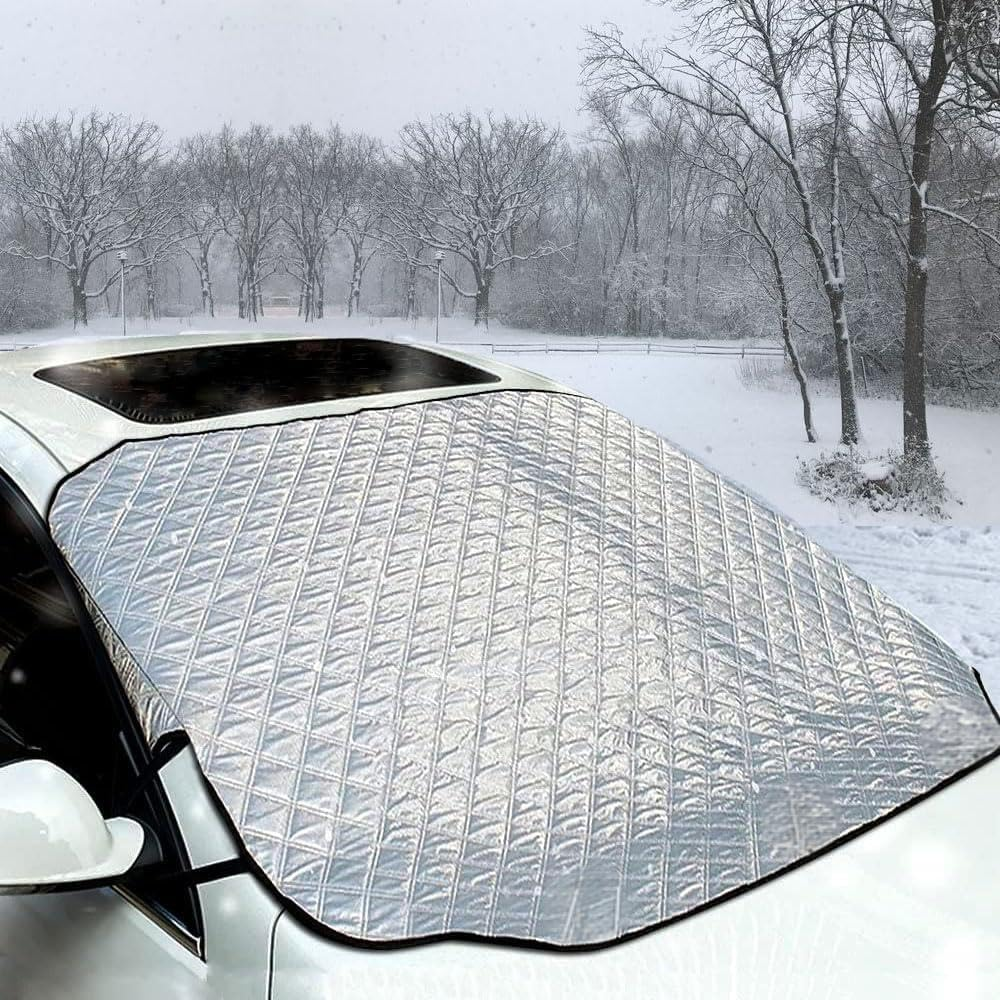 Windshield Snow Cover, Car Windshield Snow Ice Cover, 4 Layers Thick Windshield Protector from Sun, Fit for Standard Cars (72'' X 45.6 Inch)