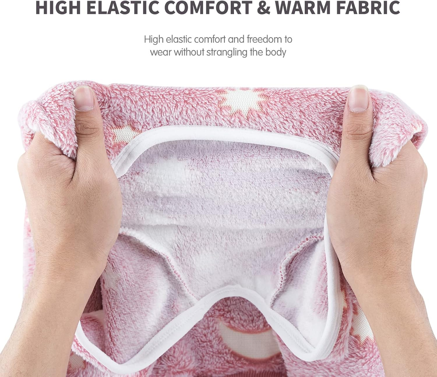 Plush Dog Pajamas for Cold Weather 4 Legs Clothes Dog Stretch Good Fit Fit Medium and Large Dog Onesie Warm Soft Pet Romper Winter (S, Pink) image number 5