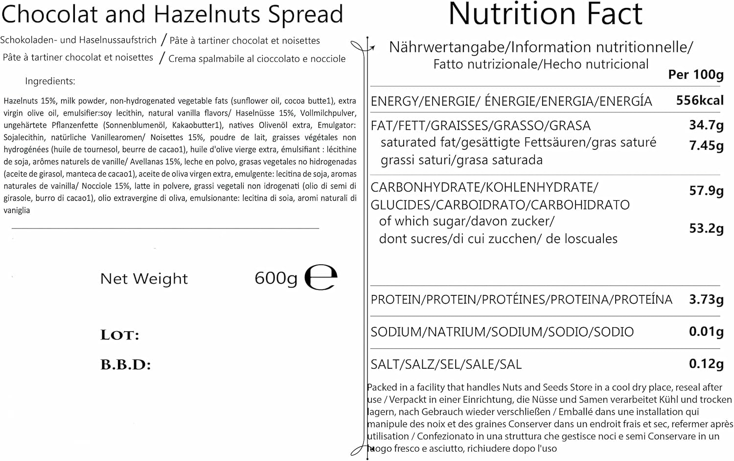 Pisti Sicilian Spreadable Chocolate Cream 600G image number 1