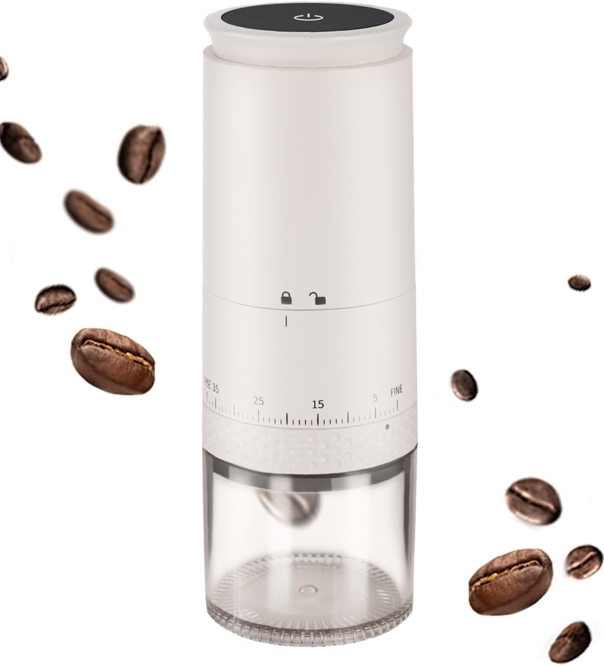 One&One Portable Electric Coffee Grinder, Cordless Coffee Bean Grinder with 38 Precise Grind Settings, Touch Screen, External Adjustment, Battery Usage Display,Usb Rechargeable.