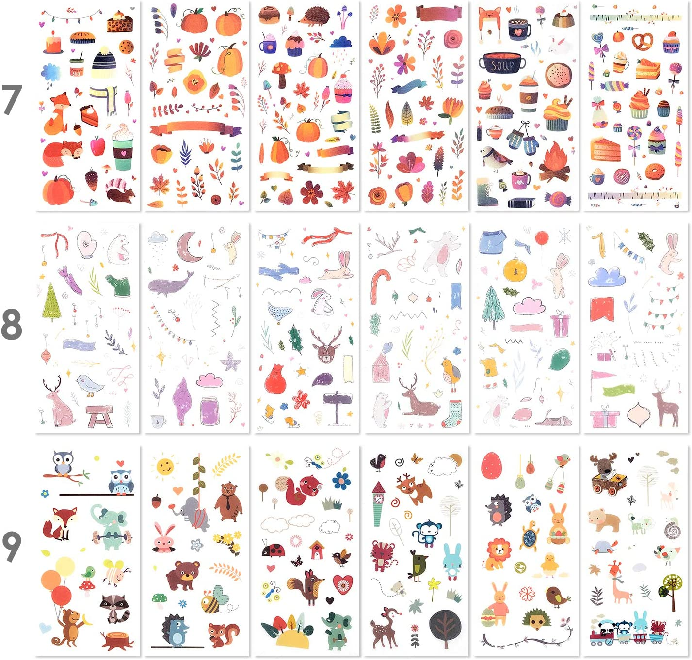 72 Sheets Scrapbooking Stickers Washi Paper Stickers Decoration Sticker Planner Stickers 12 Themes Assorted for Diary, Album, Journals, DIY Arts and Crafts (Innocence) image number 5