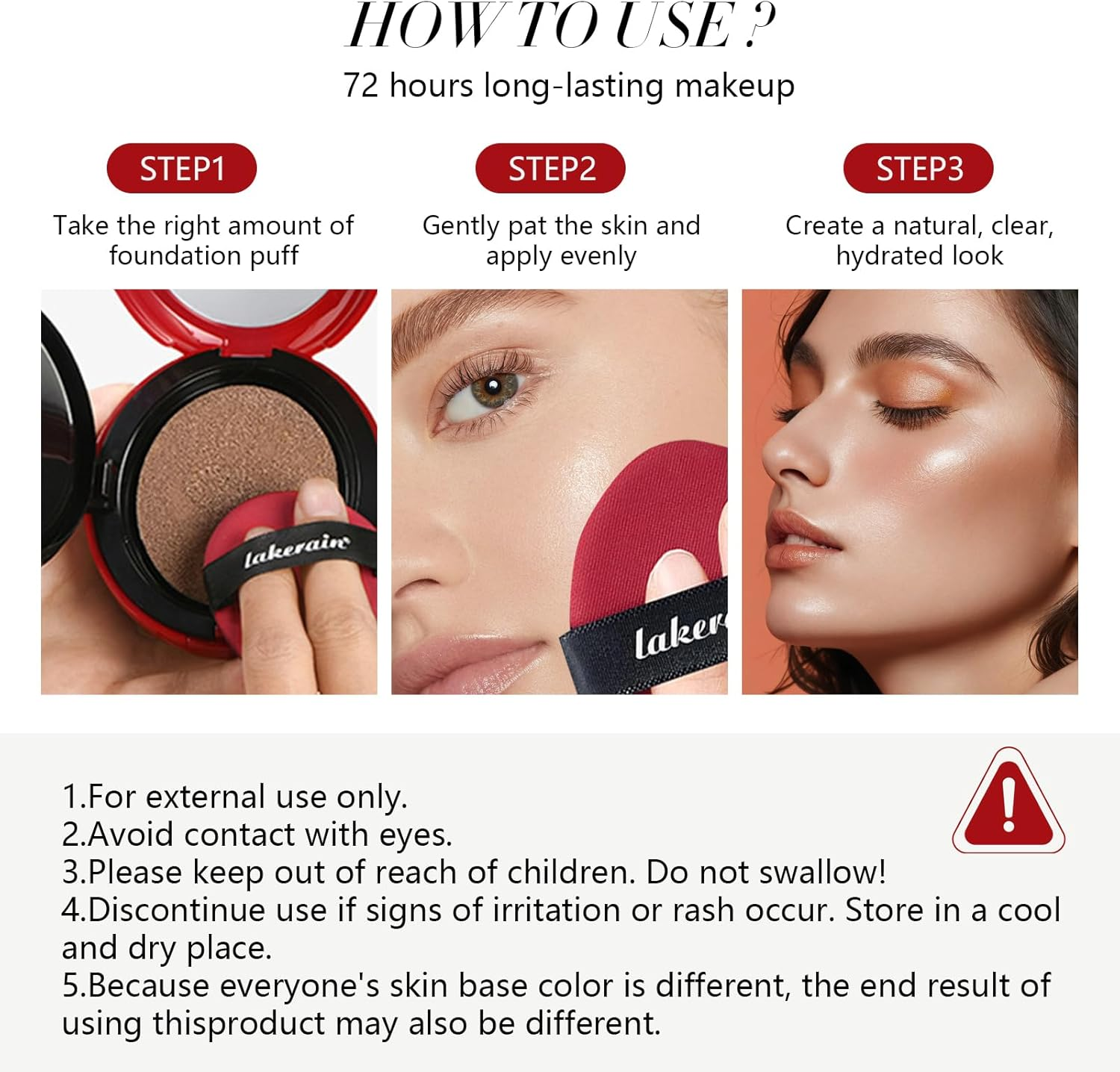 Mask Fit Red Cushion Foundation, 72-Hour Lasting Full Coverage Liquid Foundation with Egg Puff Applicator, Lightweight Hibiscus Extract Buildable Makeup for Glass Skin(#23N Sand, 17G) image number 1