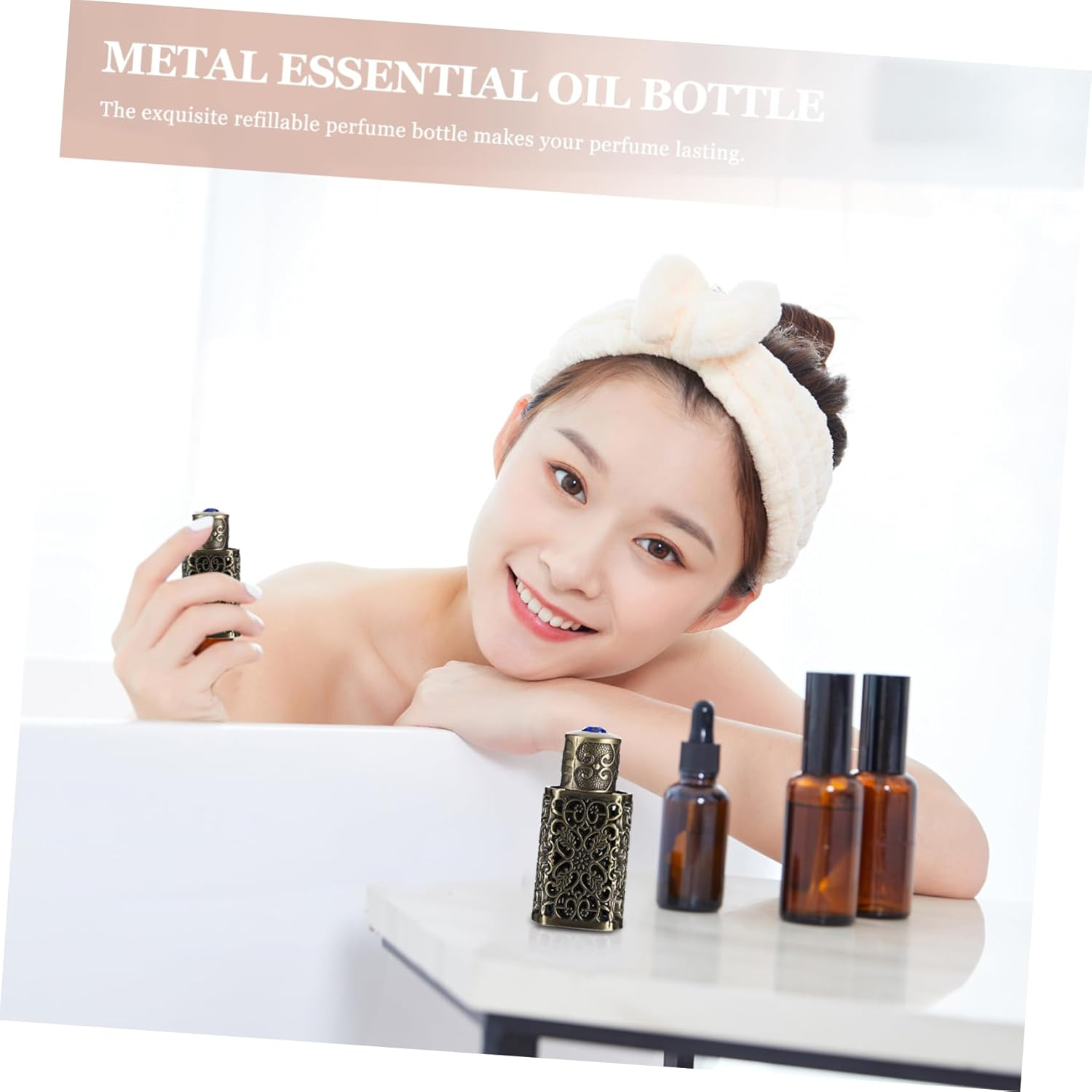 3Pcs Essential Oil Bottle Perfume Spray Bottles Hollow Engraving Cosmetic Dispenser for Travel and Daily Use image number 1