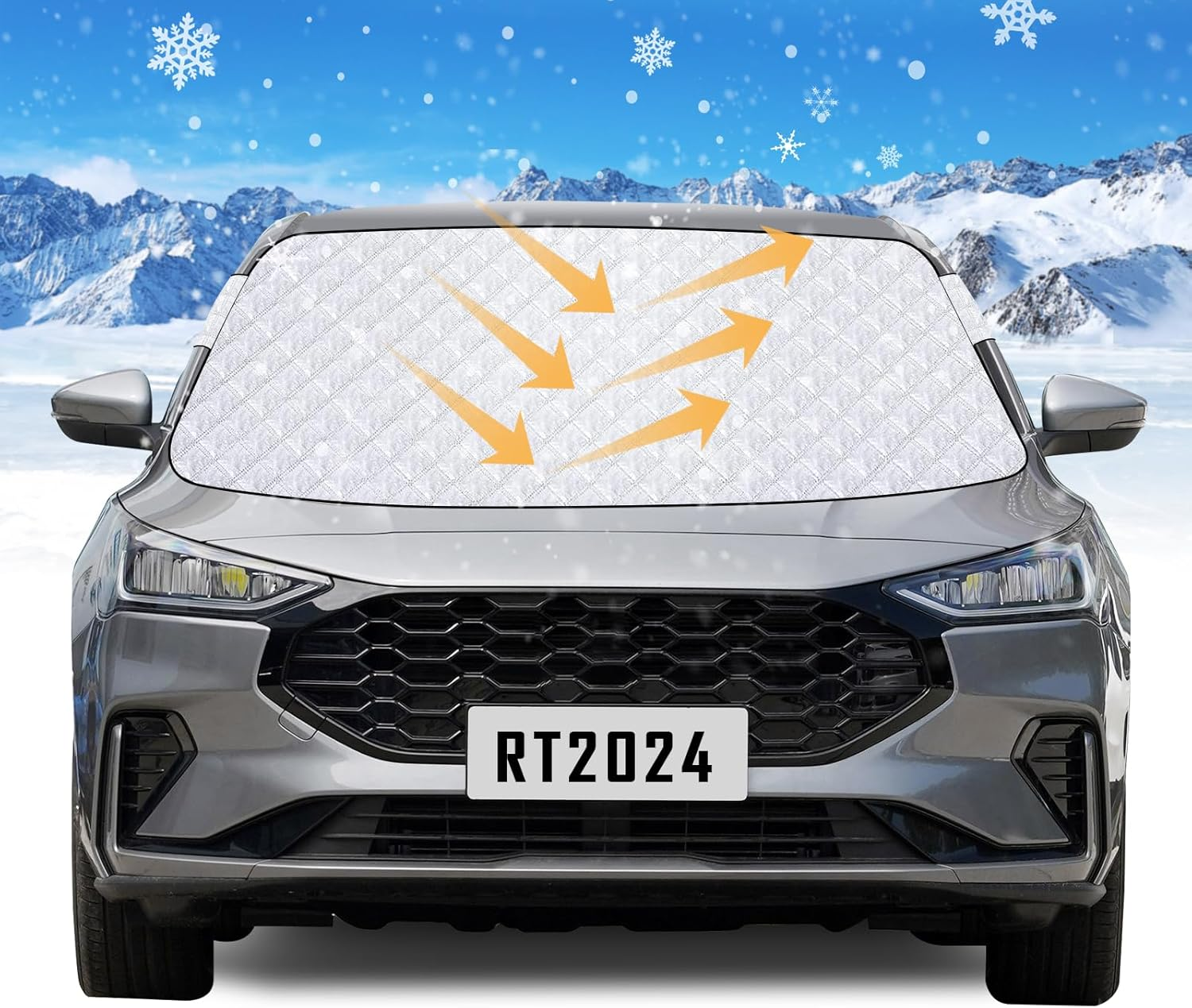 Car Windshield Snow Cover, Automotive Windshield Cover for Snow, Ice, Sun Frost Guard Windshield Cover Dust Cover Car Protector for Winter Summer(146X114Cm) image number 5