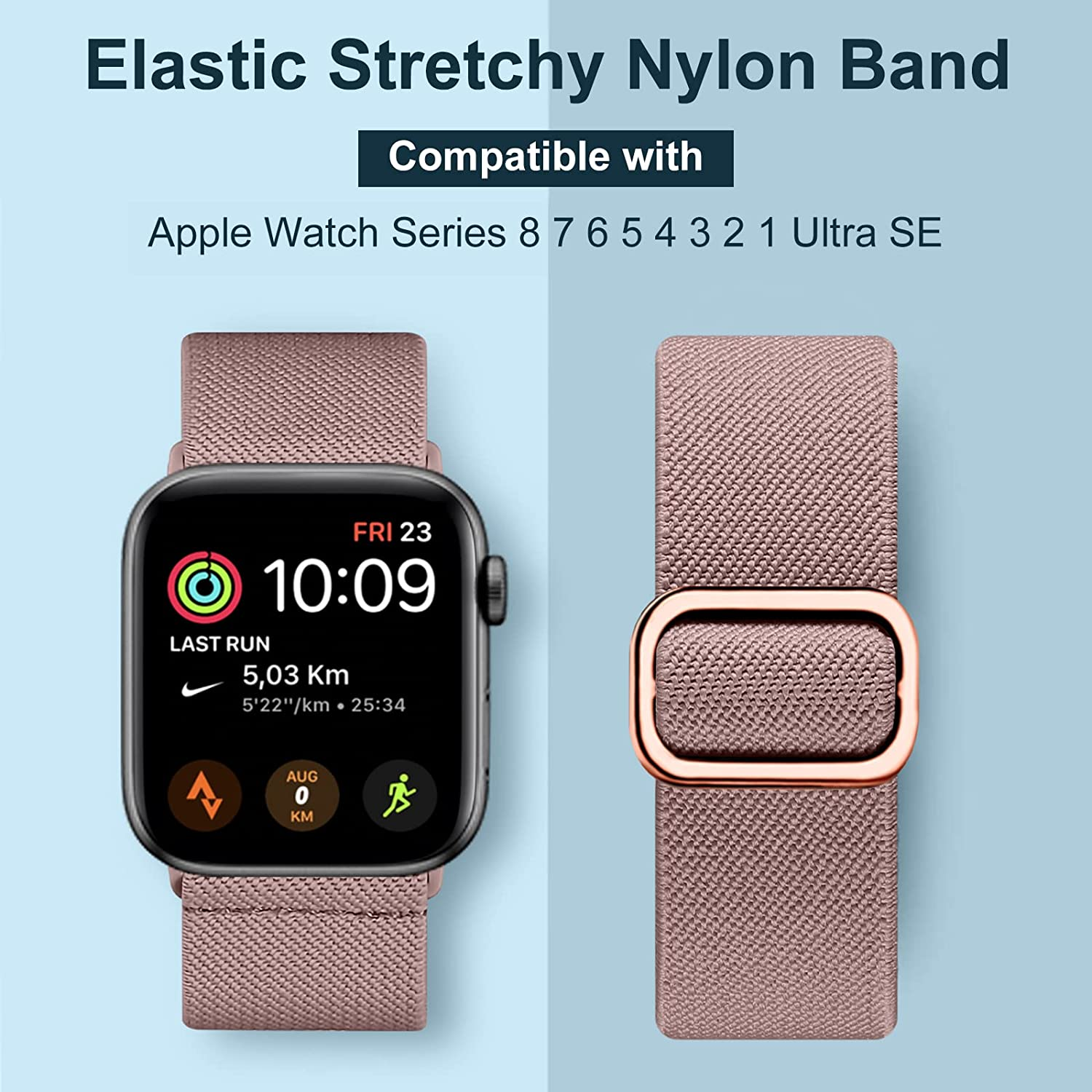 Witzon Stretchy Nylon Bands Compatible with Apple Watch Band 38Mm 40Mm 41Mm 42Mm for Women Men, Adjustable Breathable Elastic Sport Strap Solo Loop for Apple Watch SE Iwatch Series 11 10 9 8 7 6 5 4 3 image number 4