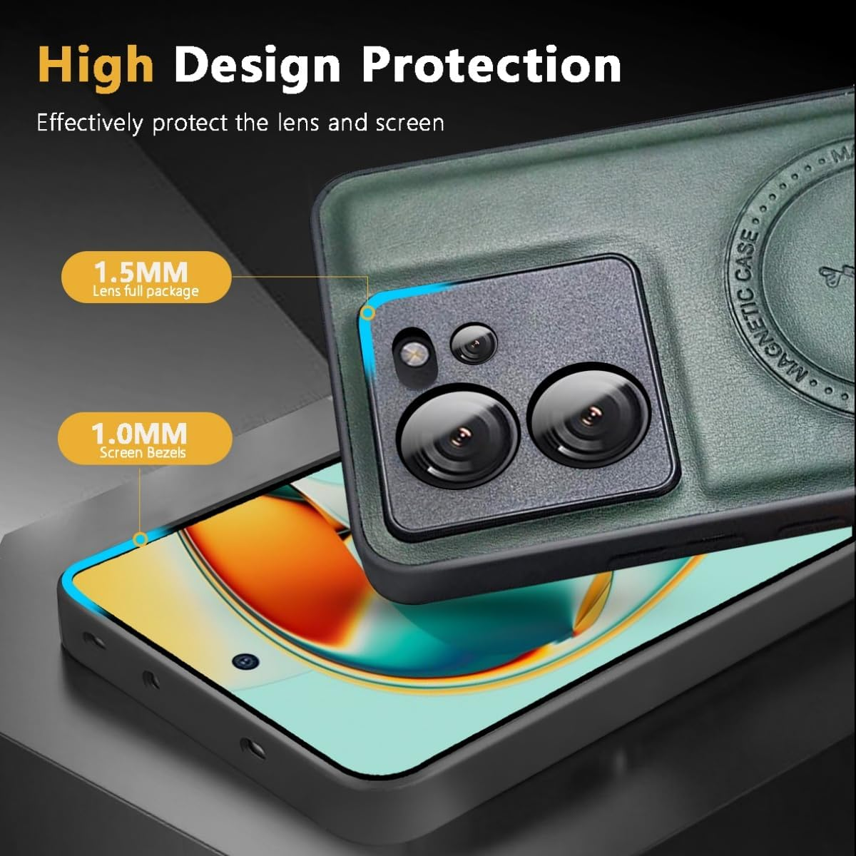 BEEJTUNY Mobile Phone Case for Oneplus ACE Pro/Oneplus 10T, Magnetic Case for 2300 Gauss Strong, Leather Shockproof Protective Case, Supports Wireless Charging, Black image number 3