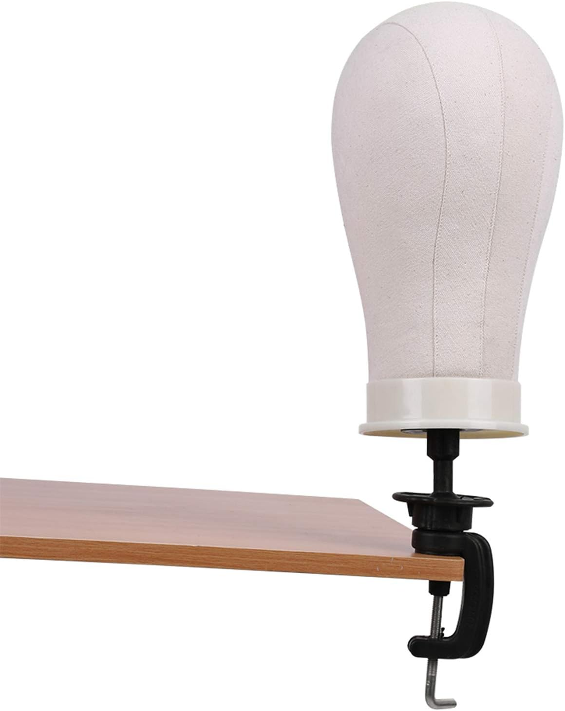 Canvas Head Wig Model Mannequin Display Stand with Table Clamp, Practice Training Head Hairdressing Head Headwear Cap Display Manikin Model for Wigs and Hats (21 Inch)