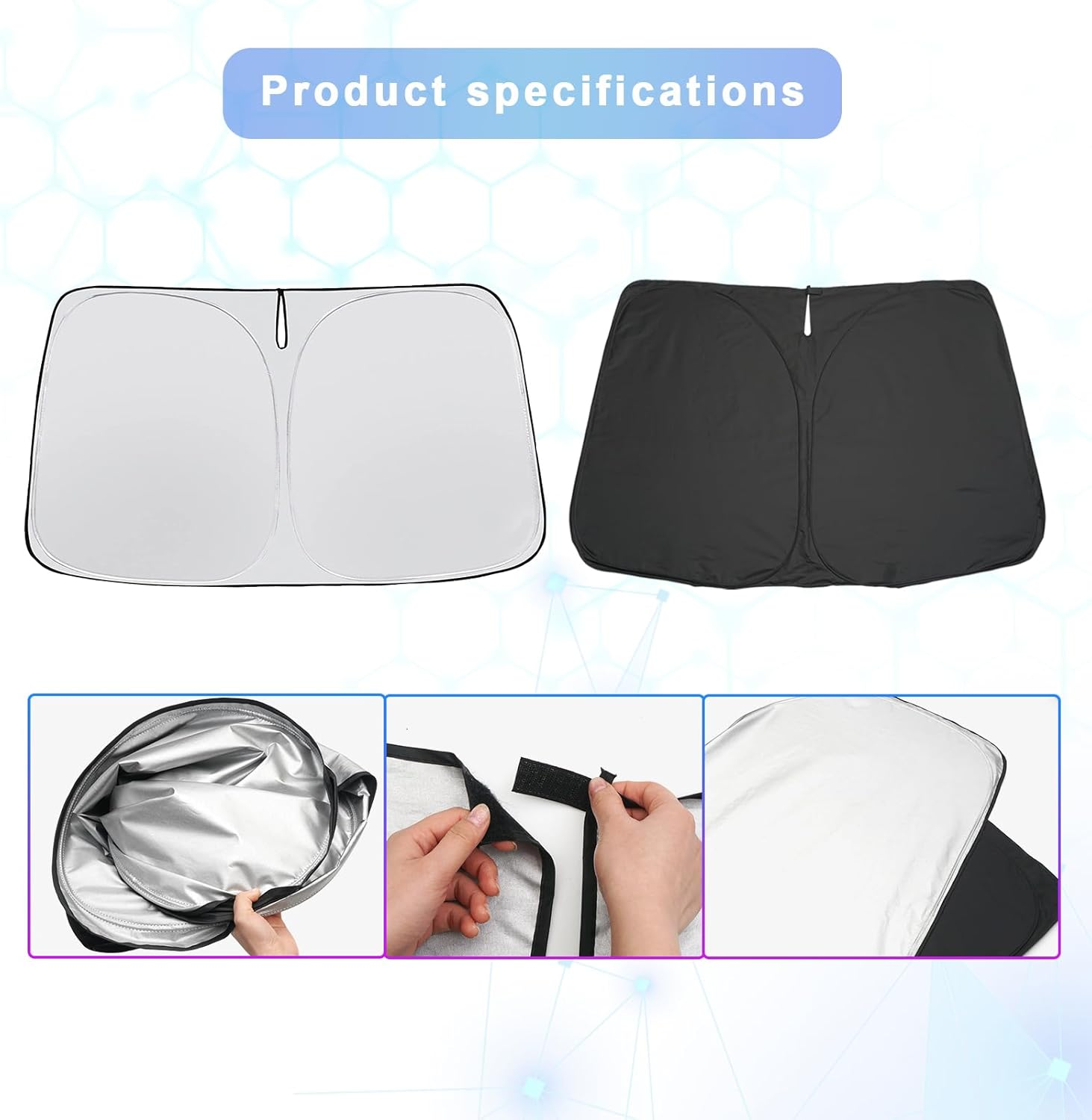 SXCY for 2021-2024 2025 Polestar 2 Windshield Sunshade for 2025 Polestar 2 Single Motor/Dual Motor Accessories 2024 2025 Polestar 2 Sun Shade Foldable Sun Shield 2024 Polestar 2 Sun Protector Shade image number 5