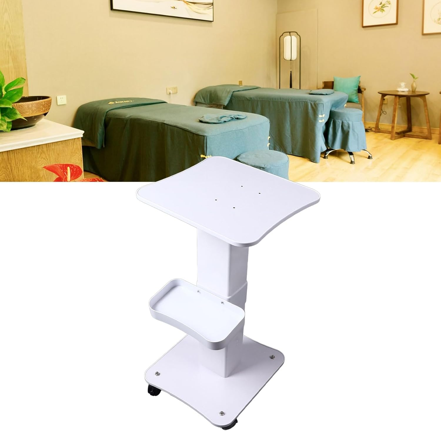 Bewinner Beauty Trolley Cart, Trolley on Wheels 3 Tier Storage Trolley, Storage Organizer Beauty Salon with 360&deg; Casters, Thick Panel, Storage Basket