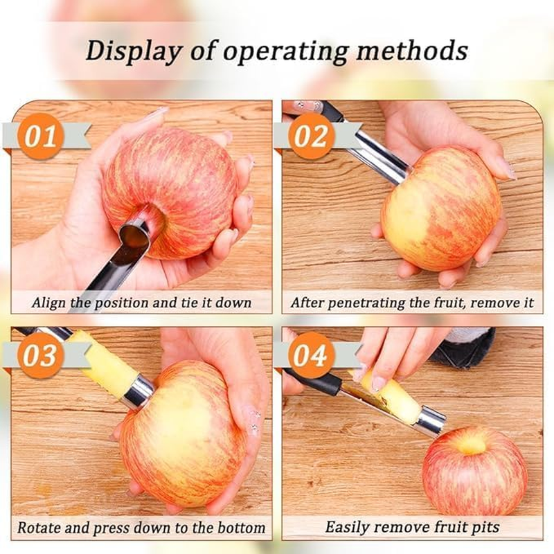 Stainless Steel Apple Core Remover with anti Slip Handle Apple Corer Household Kitchen Fruit Vegetable Core Remover Tool Pear Corer Sharp Perfect for Apples Pears Jujube Hawthorn & More (2 PCS) image number 3