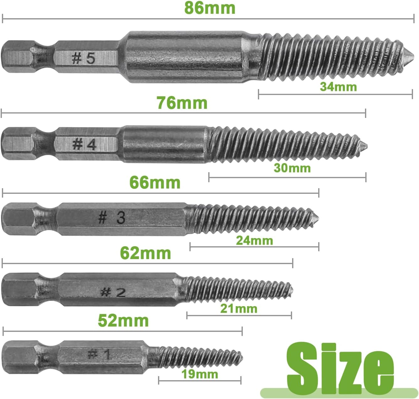 10 Pcs Screw Extractor Set High-Speed Steel Easy Out Broken Bolt Removal Kit Damaged and Stripped Screws Remover Water Pipe Screw and Spiral Removing Tool with 1/4" Hex Shank