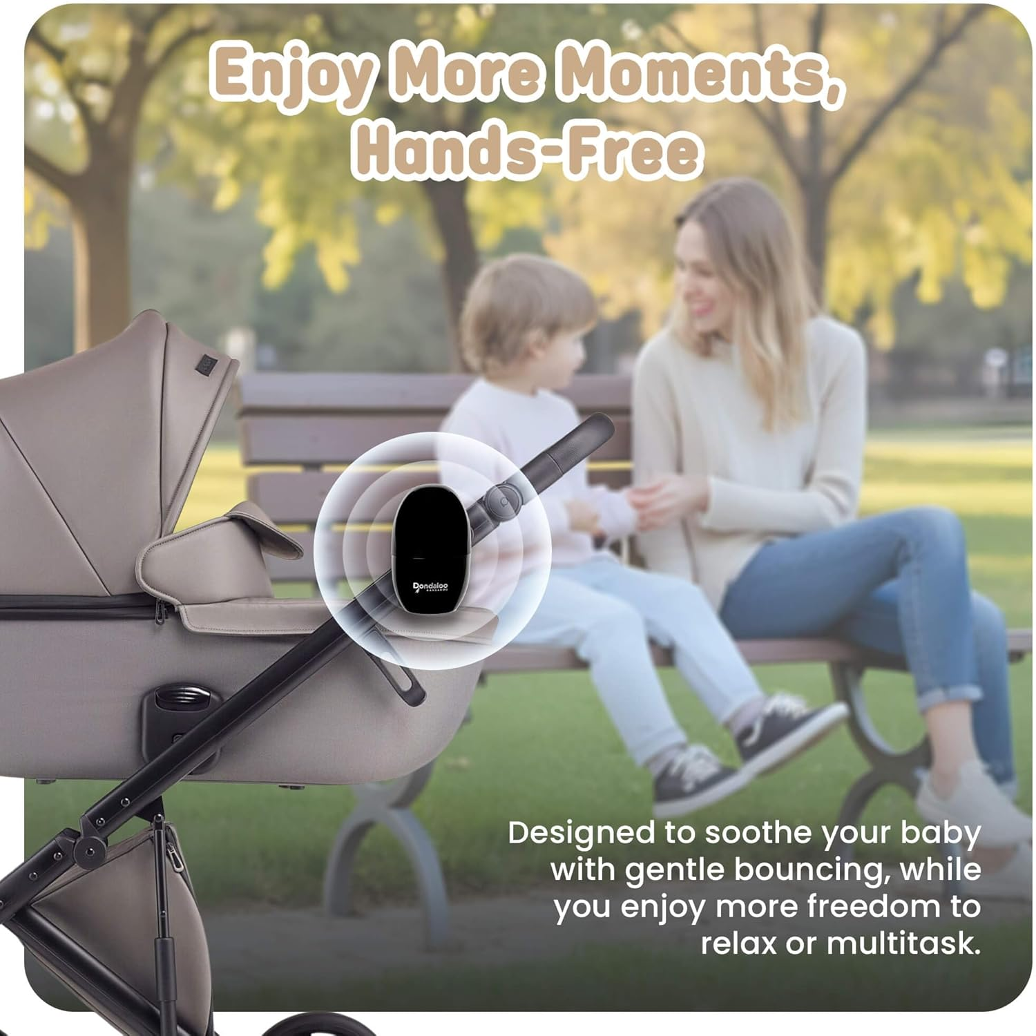 Dondaloo Kangaroo Baby Rocker &ndash; Portable Sleep Aid with 5 Adjustable Speeds, Auto-Off Timer, USB-C Rechargeable &ndash; Hands-Free Rocker Gently Soothes Any Stroller, Pram or Pushchair image number 2