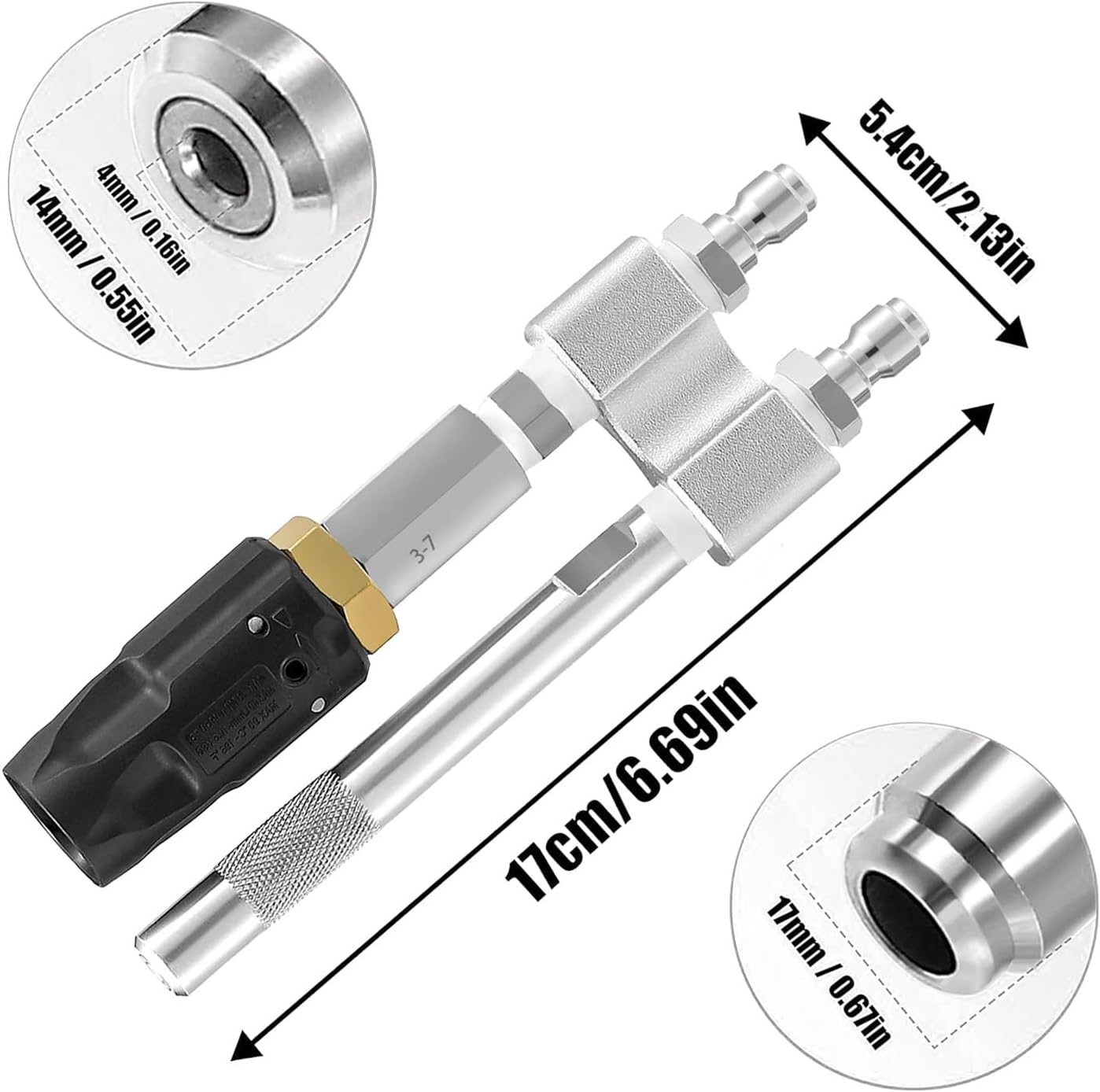 Pressure Washer Long Range Chemical Nozzle for Ladder Saver, Long Range Soap Tip M5 Twist Nozzle for 3-7 GPM, 1000 to 6000Psi, 1/4In Quick Connect image number 6