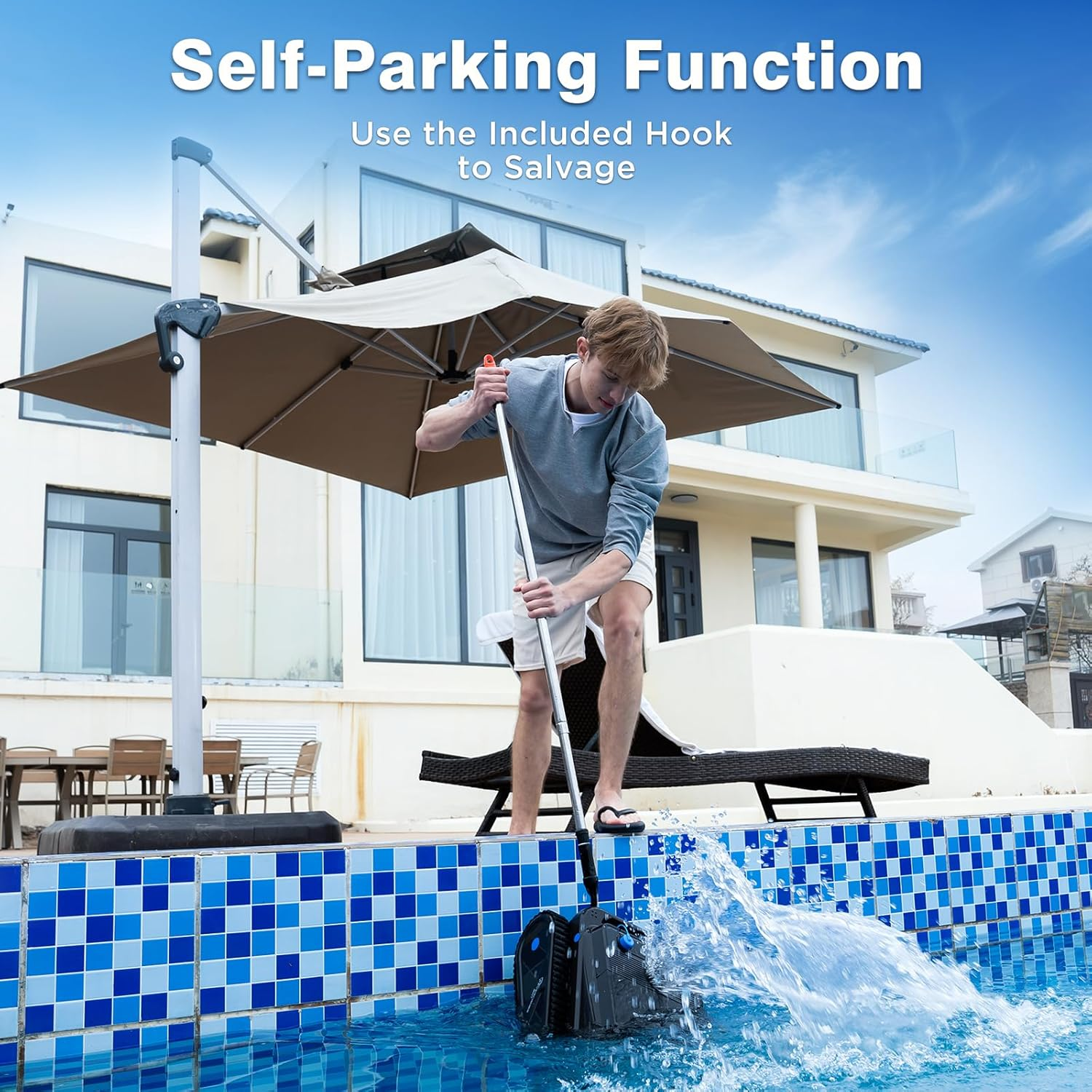 U8 Cordless Robotic Pool Cleaner, Automatic Route Planning and Docking, Four Cleaning Modes-Floor/Wall/Waterline/Auto with App Control, 120 Mins Lasting, Ideal for Pools up to 200㎡ image number 2