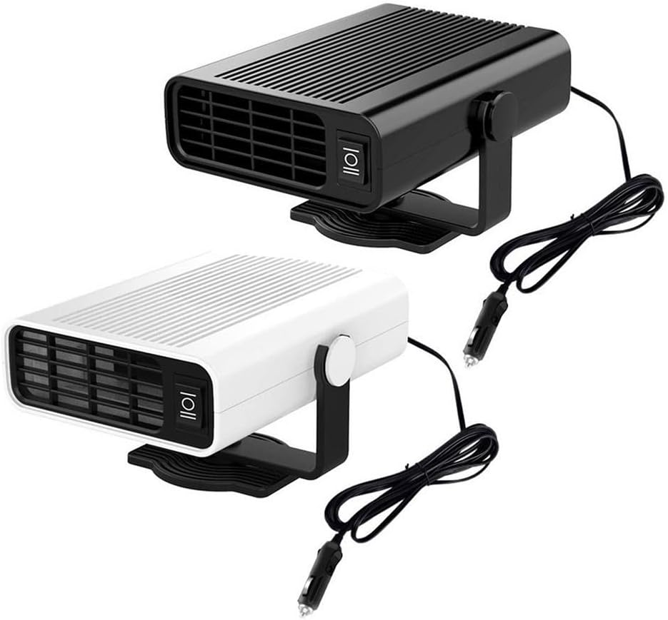 Baceyong 12V 12W Car Heater, 2-In-1 Ev Heater Fan, Windshield Defroster, Window 360 &deg; Rotation White, White image number 3