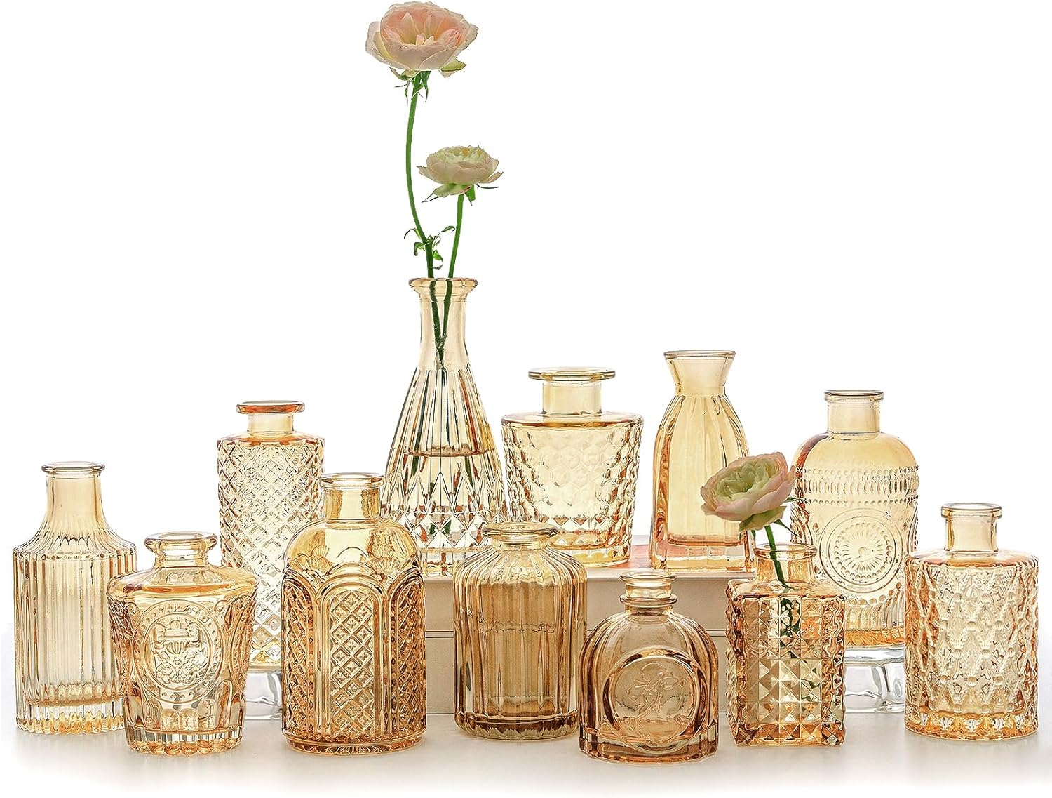 SUPMIND Bud Vase Set of 12, Black Bud Vases in Bulk, Small Flower Vases for Centerpieces, Mini Vintage Vase for Rustic Wedding, Home,Table Decoration