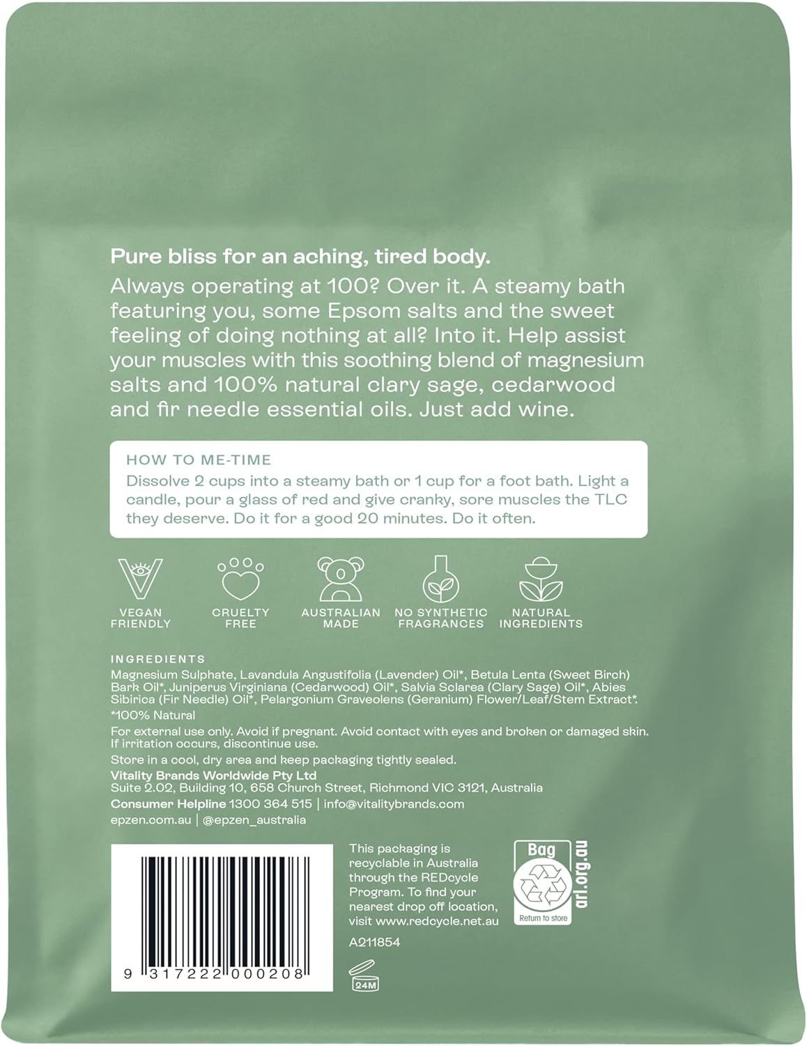 Epzen Soothe Magnesium Epsom Salt Bath - Relief for Aches & Stress with Clary Sage, Geranium & Aniseed Oils, Ideal Post-Workout & Relaxation Soak - 900G image number 5